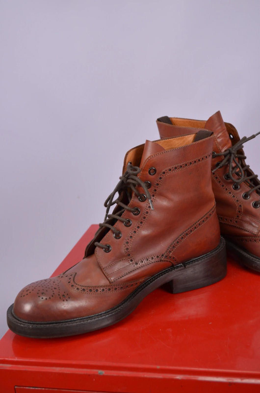 Conte of Florence Famous shoemaker in Florence 1969 brogue derby boots size 43 Size US 10 / EU 43 - 3 Thumbnail