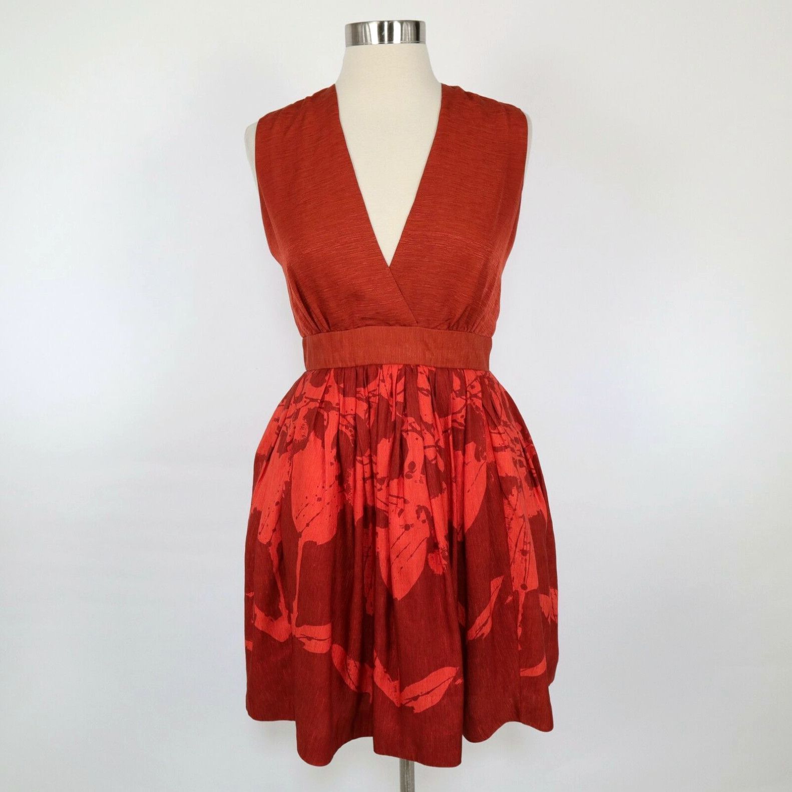 Vintage Adam Lippes Pouf Bubble Dress 2 XS Sleeveless V-Neck Burnt Orange Red Party Size XS / US 0-2 / IT 36-38 - 1 Preview