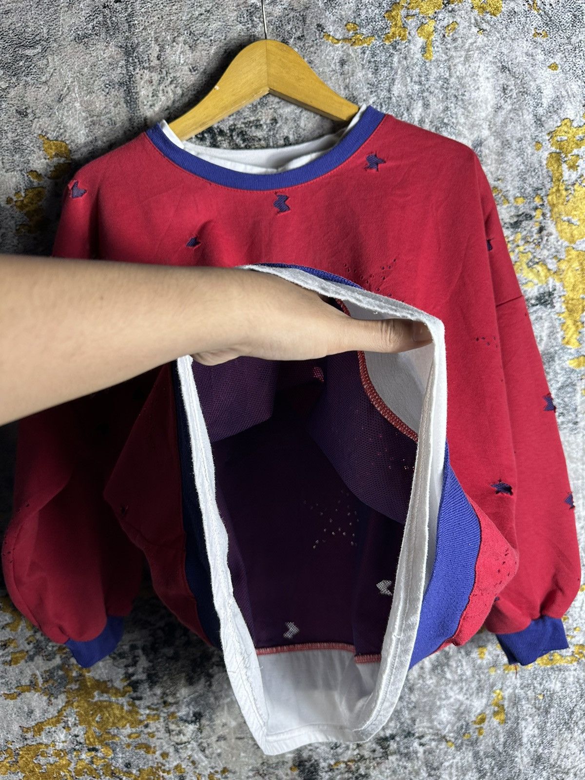 Beauty Beast CRAZY FASHION DISTRESSED DOUBLE LAYER GRUNGE PUNK SWEATSHIRT Size US XXL / EU 58 / 5 - 6 Thumbnail