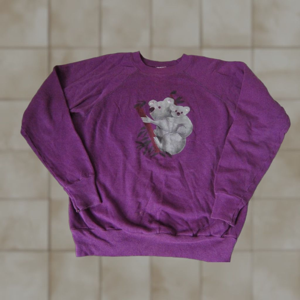 Vintage VINTAGE Koala Sweatshirt Womens L Purple Pullover Crew Neck USA Made in USA Panhill 90s Bird Jungle Cat Cotton Polyester Fleece Regular Size L / US 10 / IT 46 - 1 Thumbnail