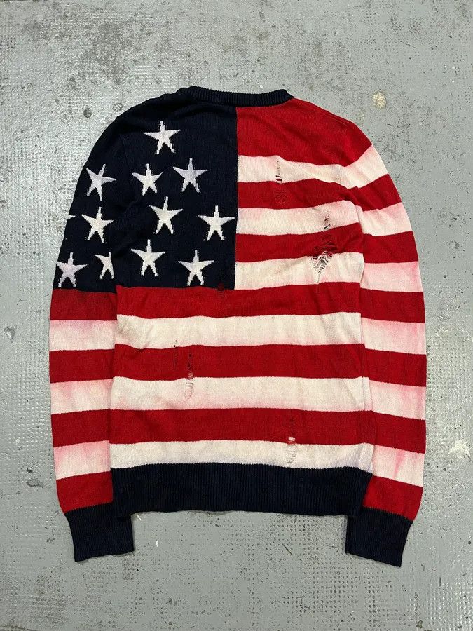 Balmain SS2016 Balmain USA Flag Distressed Buttoned Sweater Size US S / EU 44-46 / 1 - 7 Thumbnail