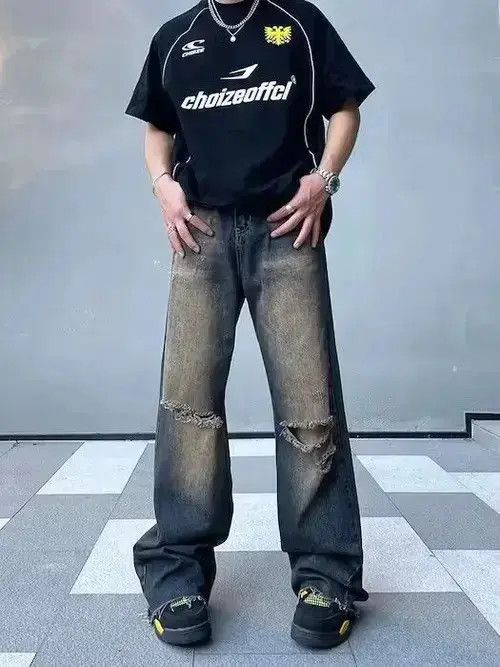 Japanese Brand Distressed Baggy Flared Denim Jeans Size US 32 / EU 48 - 1 Thumbnail