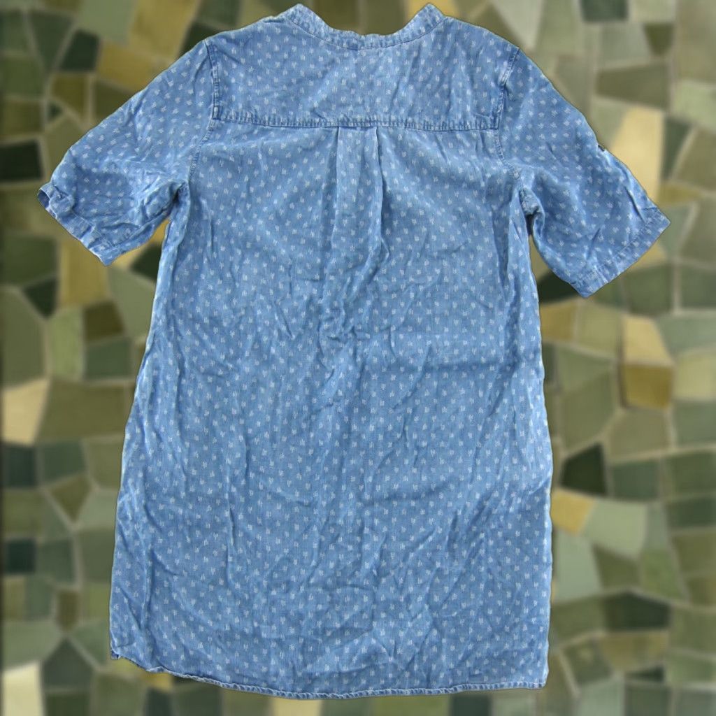 Vintage Philosophy Shirt Dress M Women's 100% Tencel Blue White Denim Pocket Short Sleeve Tunic Shirt Dress M Boho 80s 90s Hippie Boho Pockets Womens Size M / US 6-8 / IT 42-44 - 1 Thumbnail