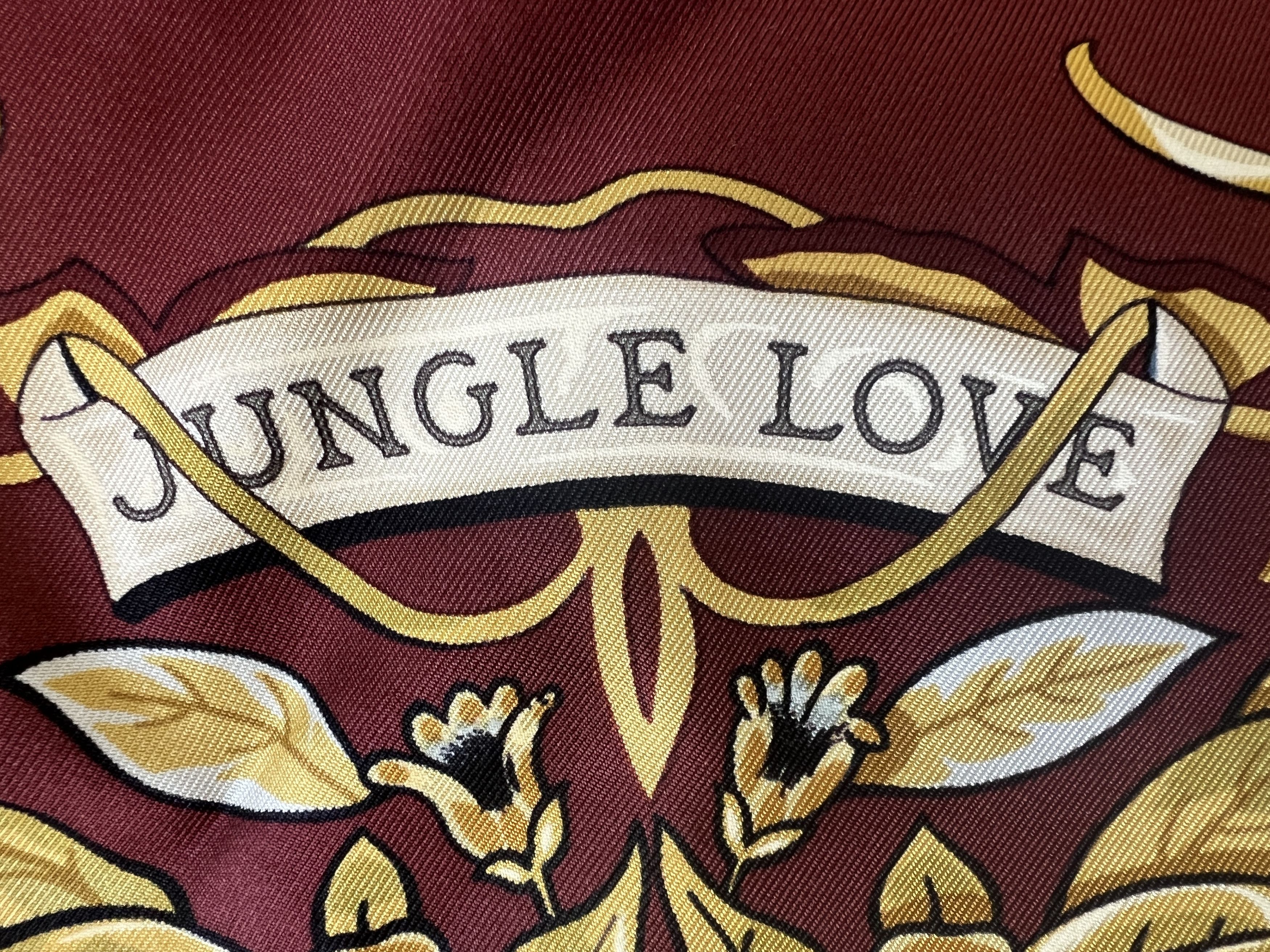 Hermes Vintage Hermès Jungle Love Maroon Scarf Carre 90 With Box Size ONE SIZE - 2 Thumbnail