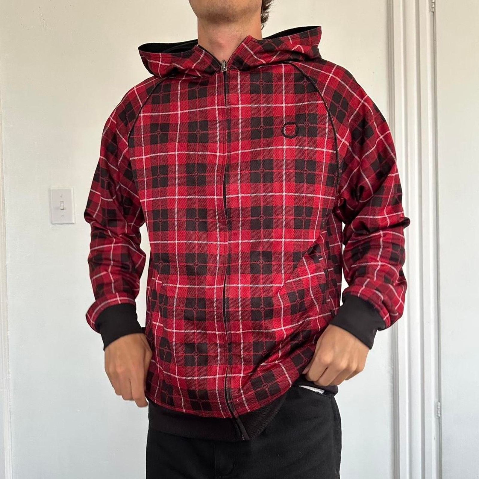 Vintage Vintage 00s Y2K Reversible Black Red Plaid Zip Up Hoodie Size US M / EU 48-50 / 2 - 3 Thumbnail