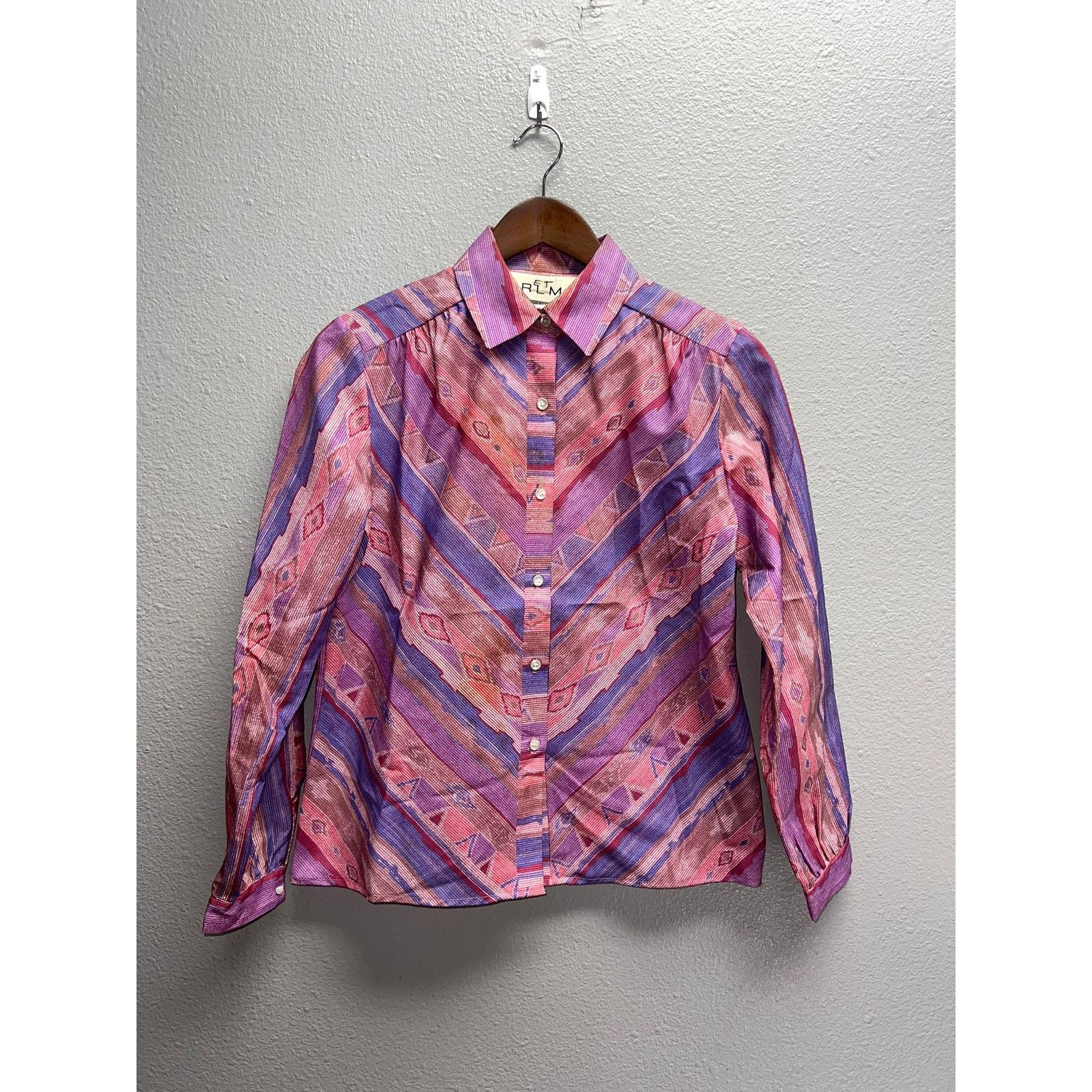 Vintage Womens Button Up Shirt RLM Petite Long Sleeve Purple Pink 10 Size L / US 10 / IT 46 - 1 Thumbnail