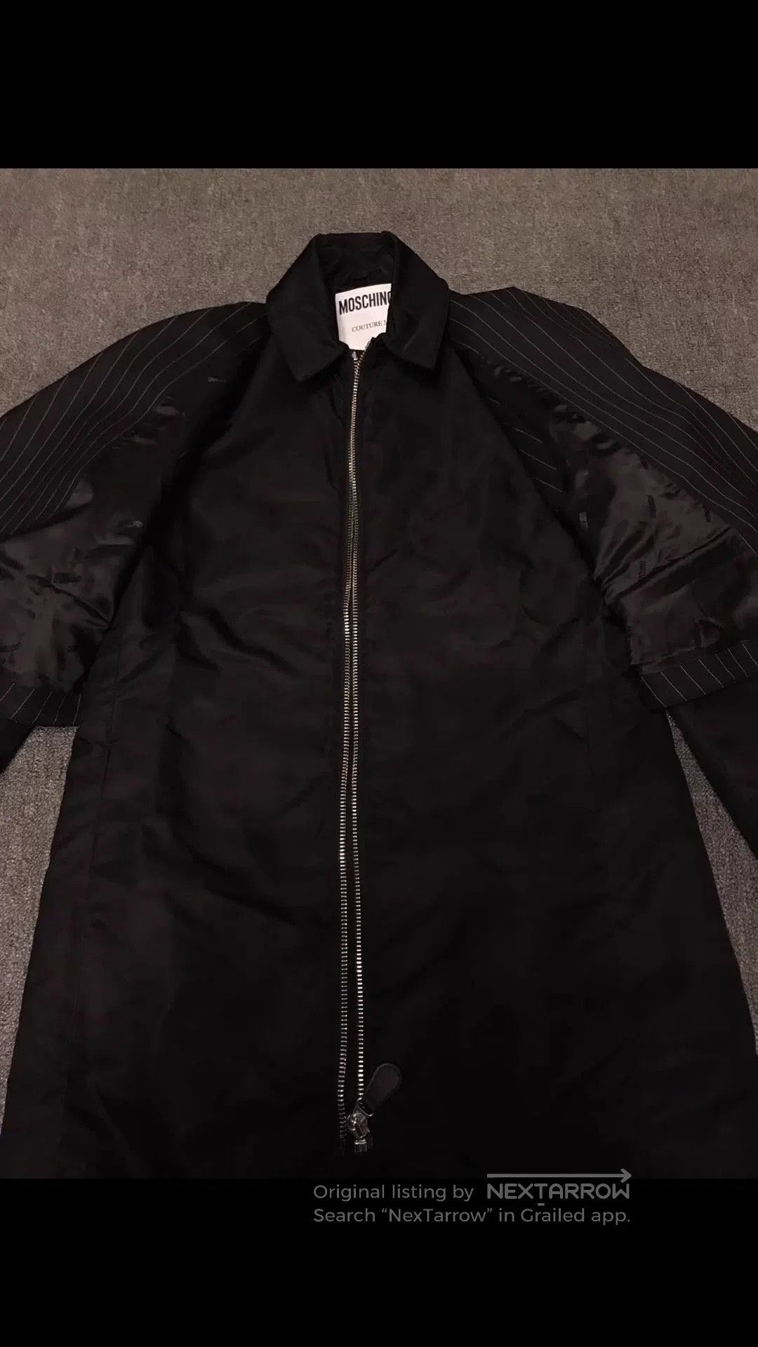 Moschino Black Striped Double-Breasted Long Coat. Size US S / EU 44-46 / 1 - 4 Thumbnail