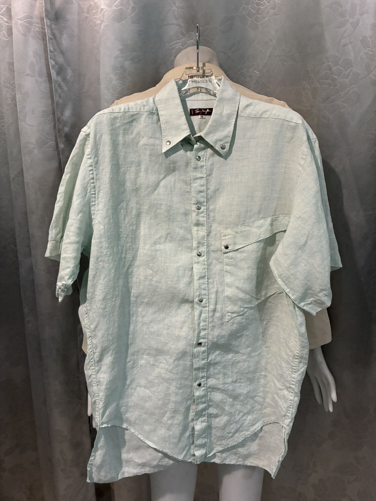 Thierry Mugler Earth-Tone Striped Short Sleeve Shirt Size US M / EU 48-50 / 2 - 5 Thumbnail
