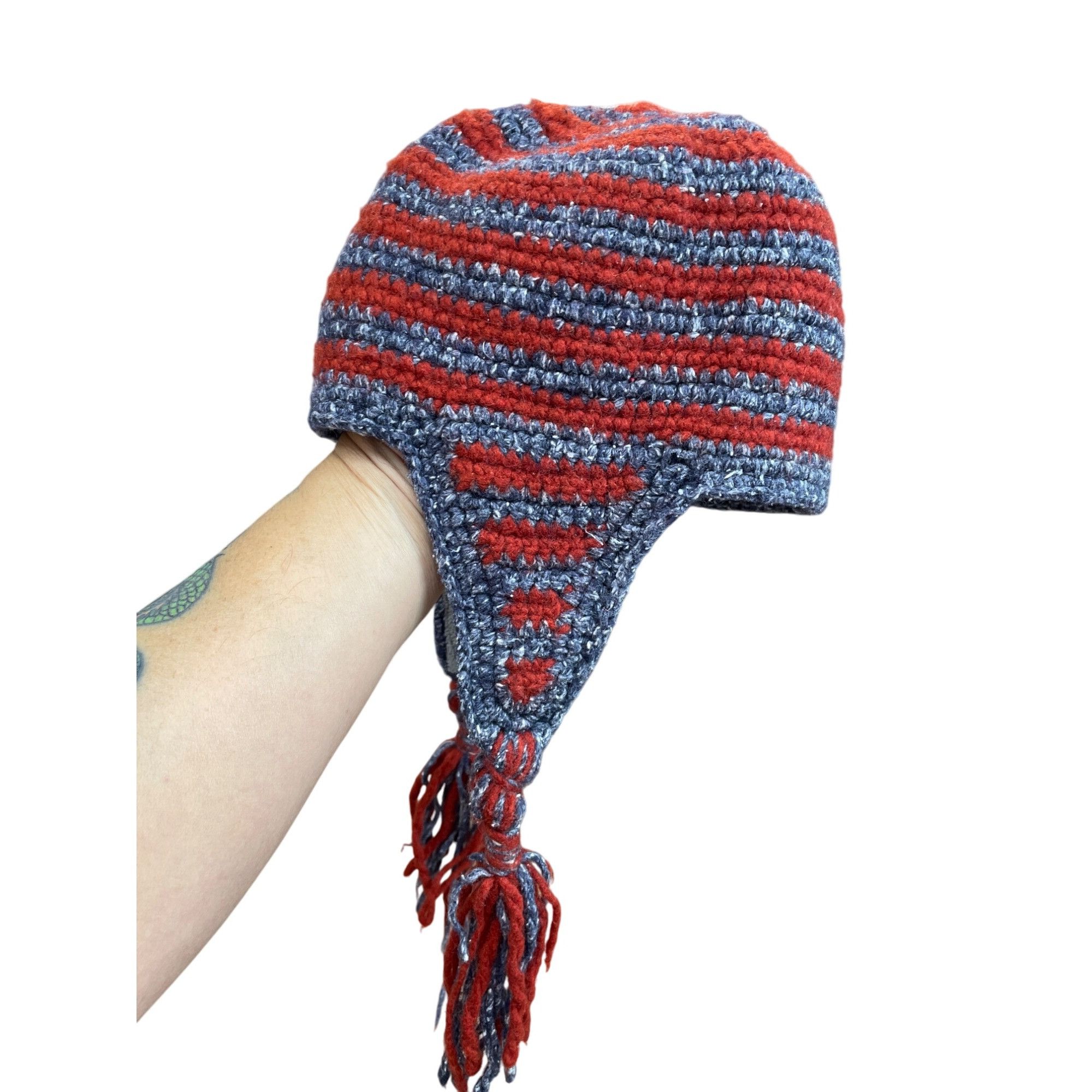 Other Native Creation Handmade gray red wool Earflap winter hat SK Size ONE SIZE - 5 Thumbnail