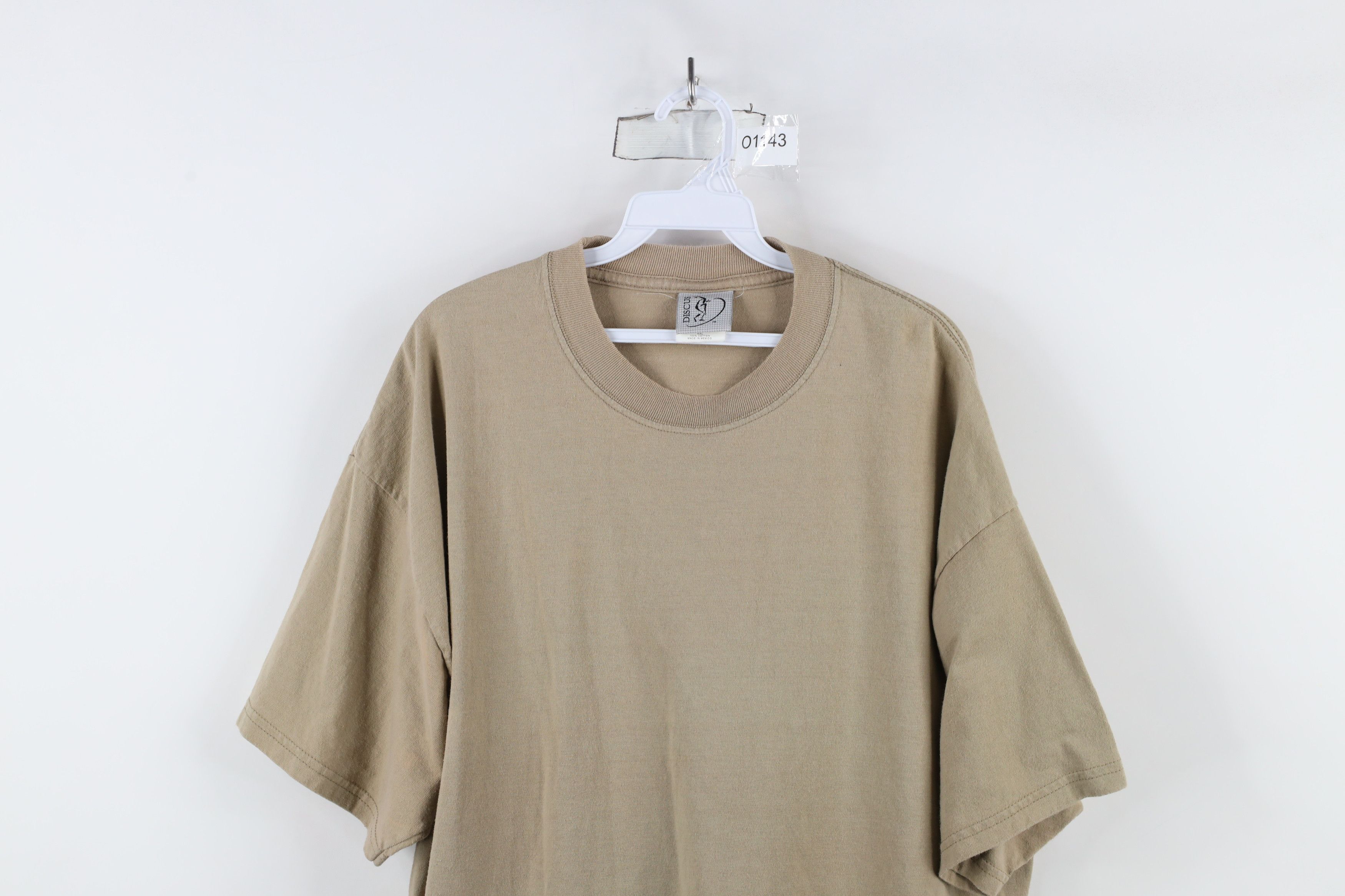 Vintage Vintage 90s Streetwear Heavyweight Cotton T-Shirt Khaki Size US XXL / EU 58 / 5 - 2 Thumbnail
