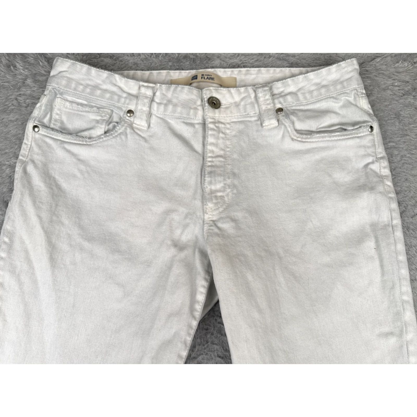 Gap Gap Jeans Womens 12 L White Denim Curvy Flare Mid Rise Cotton READ ME 33x34 Size 34" / US 12 / IT 48 - 4 Thumbnail