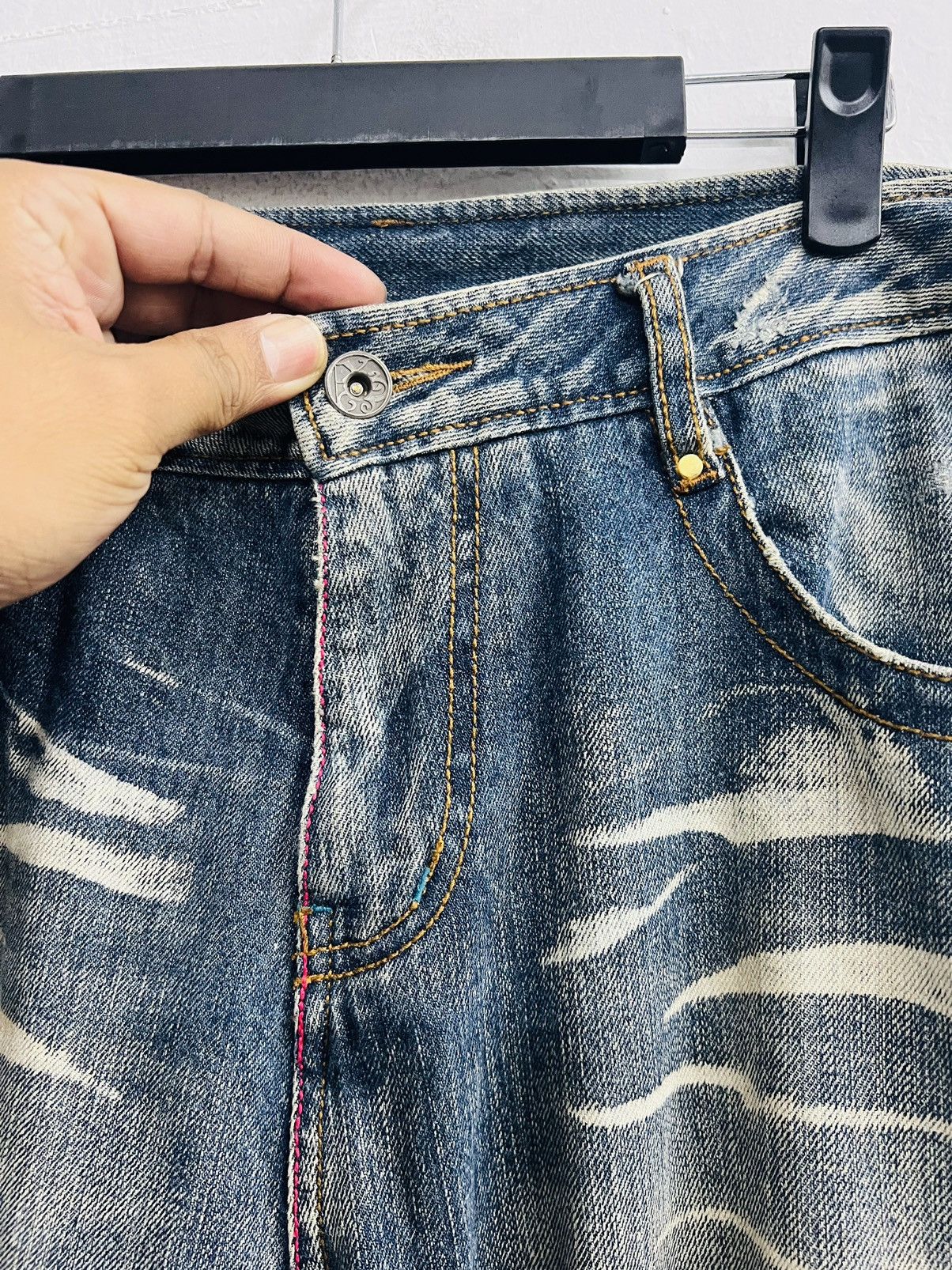 Japanese Brand XANTHOUS Mudwash Flame Baggy Denim Size US 33 - 9 Thumbnail