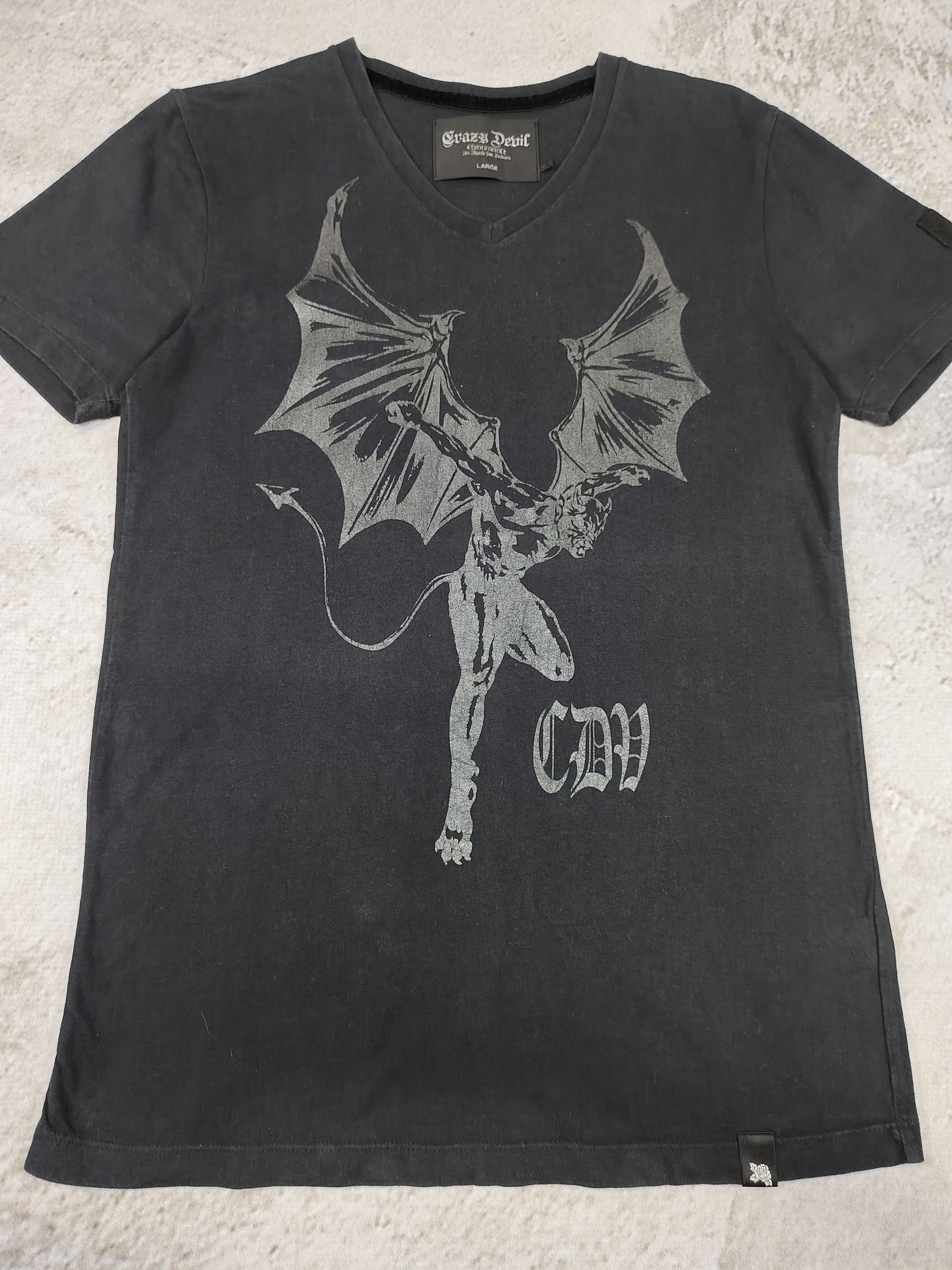 Japanese Brand Crazy Devil Evolution❤️‍🔥Devil Graphic Gothic V-neck Tshirt Size US L / EU 52-54 / 3 - 2 Thumbnail