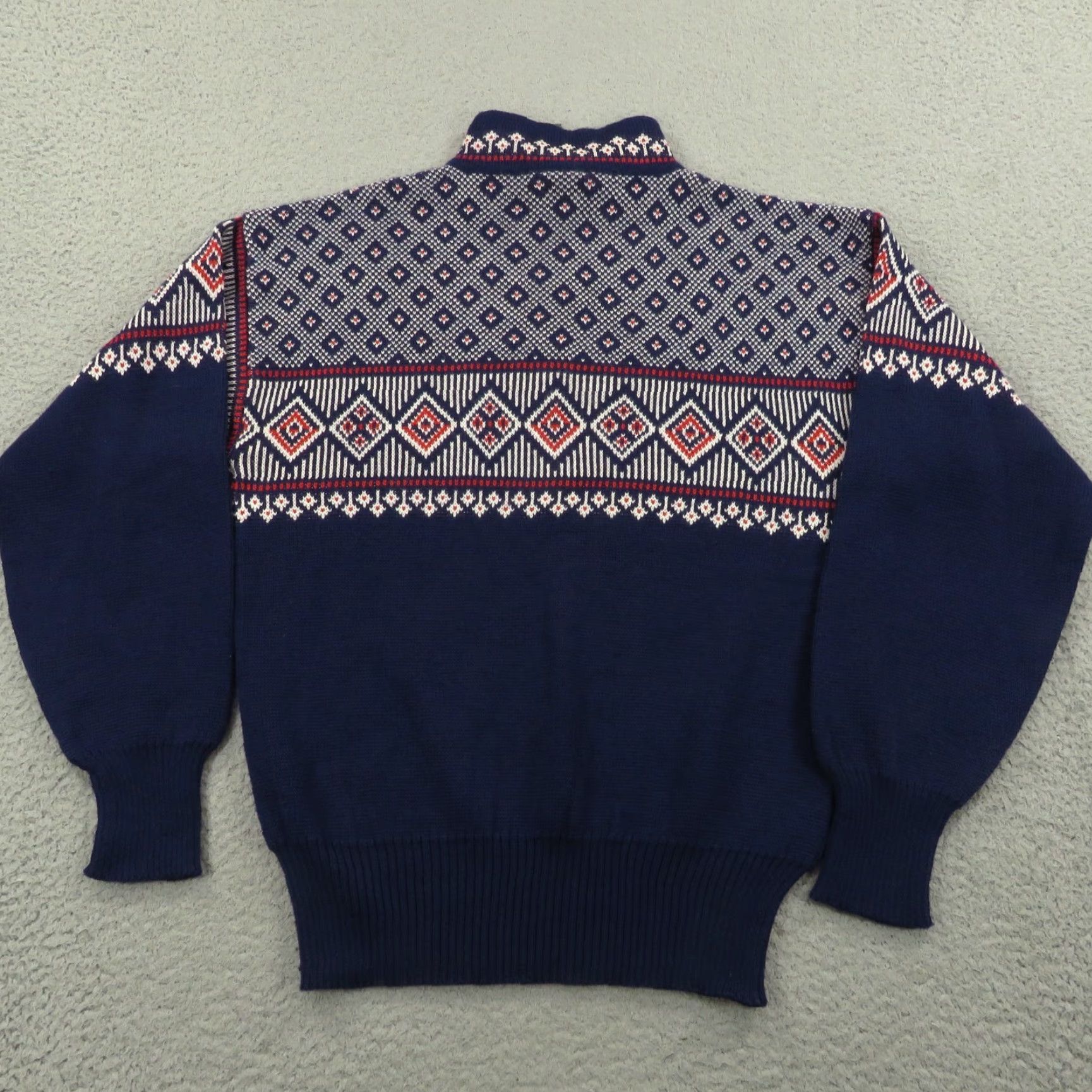 Vintage VINTAGE Meister Sweater Mens Medium 1/4 Zip Fair Isle Wool Birdseye Knit Blue 90s Mock Neck Pullover Size US M / EU 48-50 / 2 - 7 Thumbnail