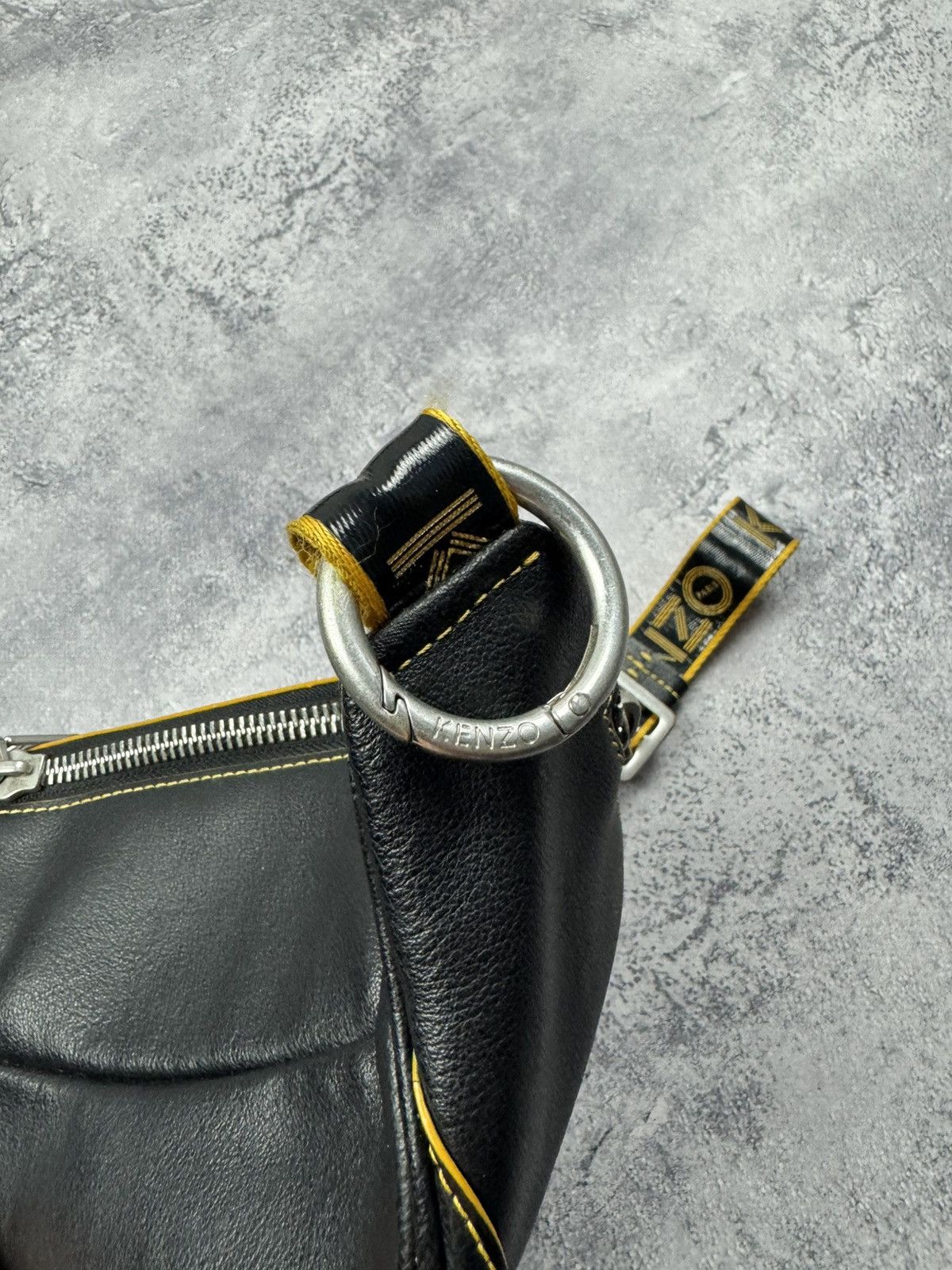 Kenzo Kenzo Leather «Biker» Waist Bag | Yellow Contrast Stitching Size ONE SIZE - 4 Thumbnail