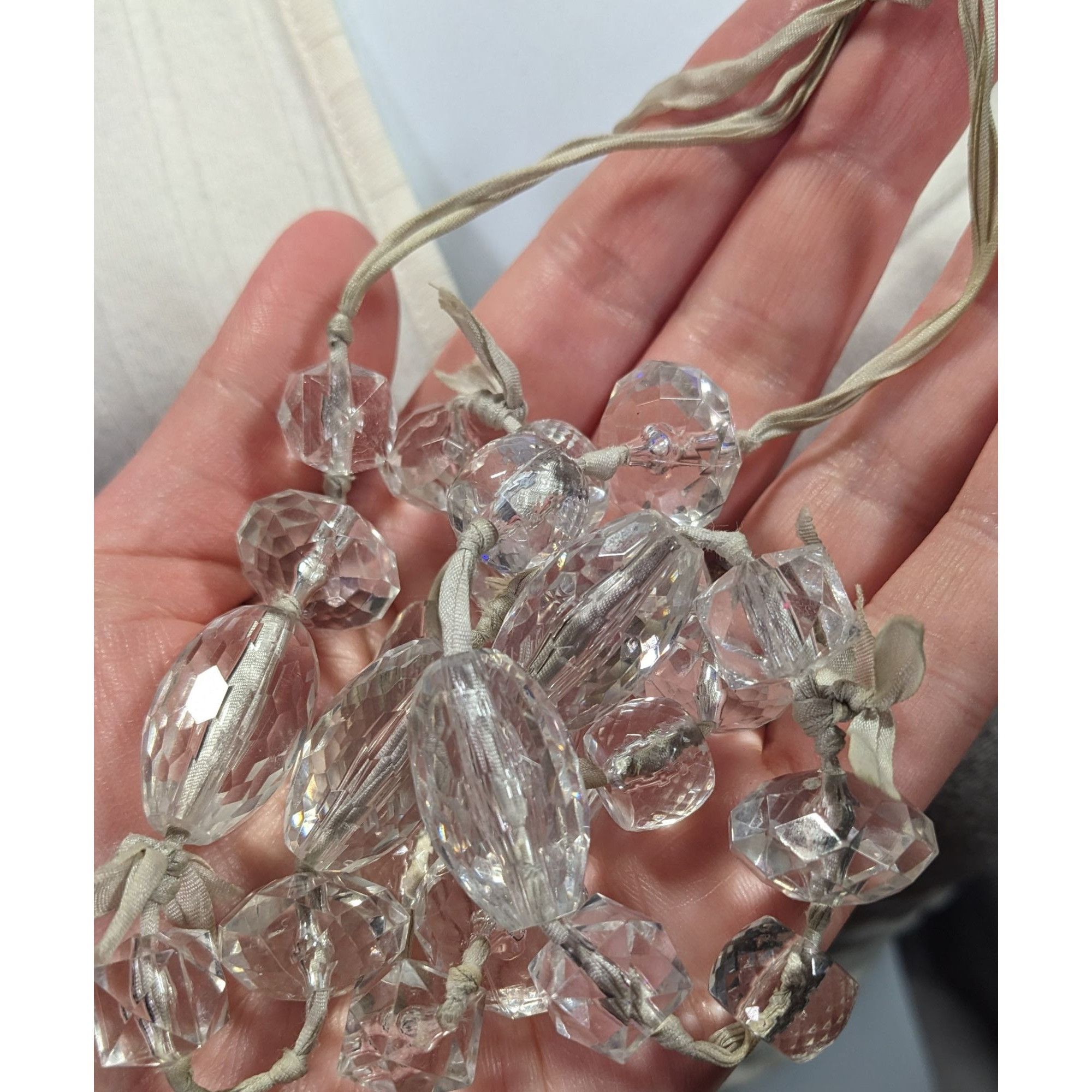 J.Crew J.Crew Chunky Clear Beaded Grey Ribbon Station Necklace Size ONE SIZE - 10 Thumbnail