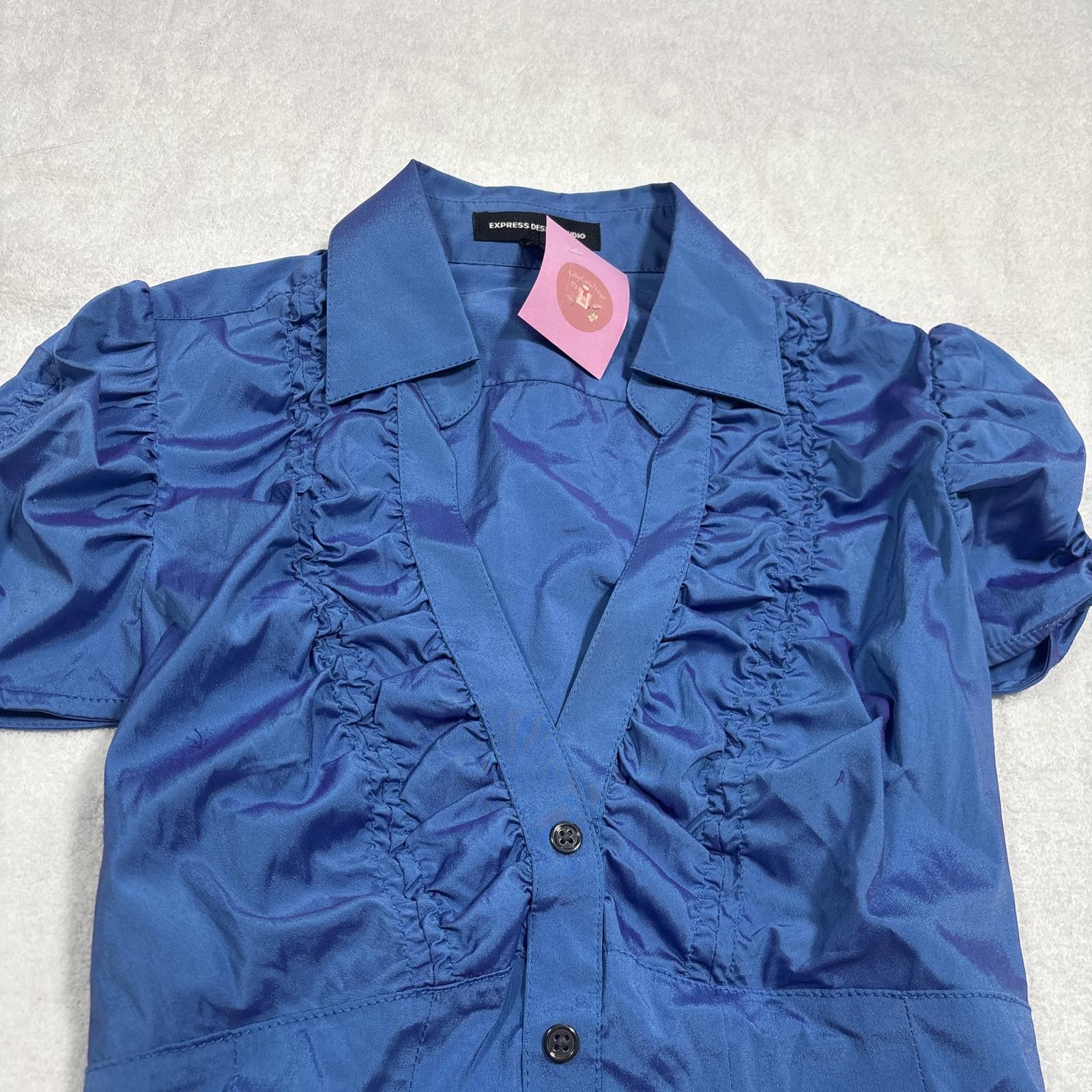 Express y2k office siren ruffle fitted blouse Size S / US 4 / IT 40 - 5 Thumbnail