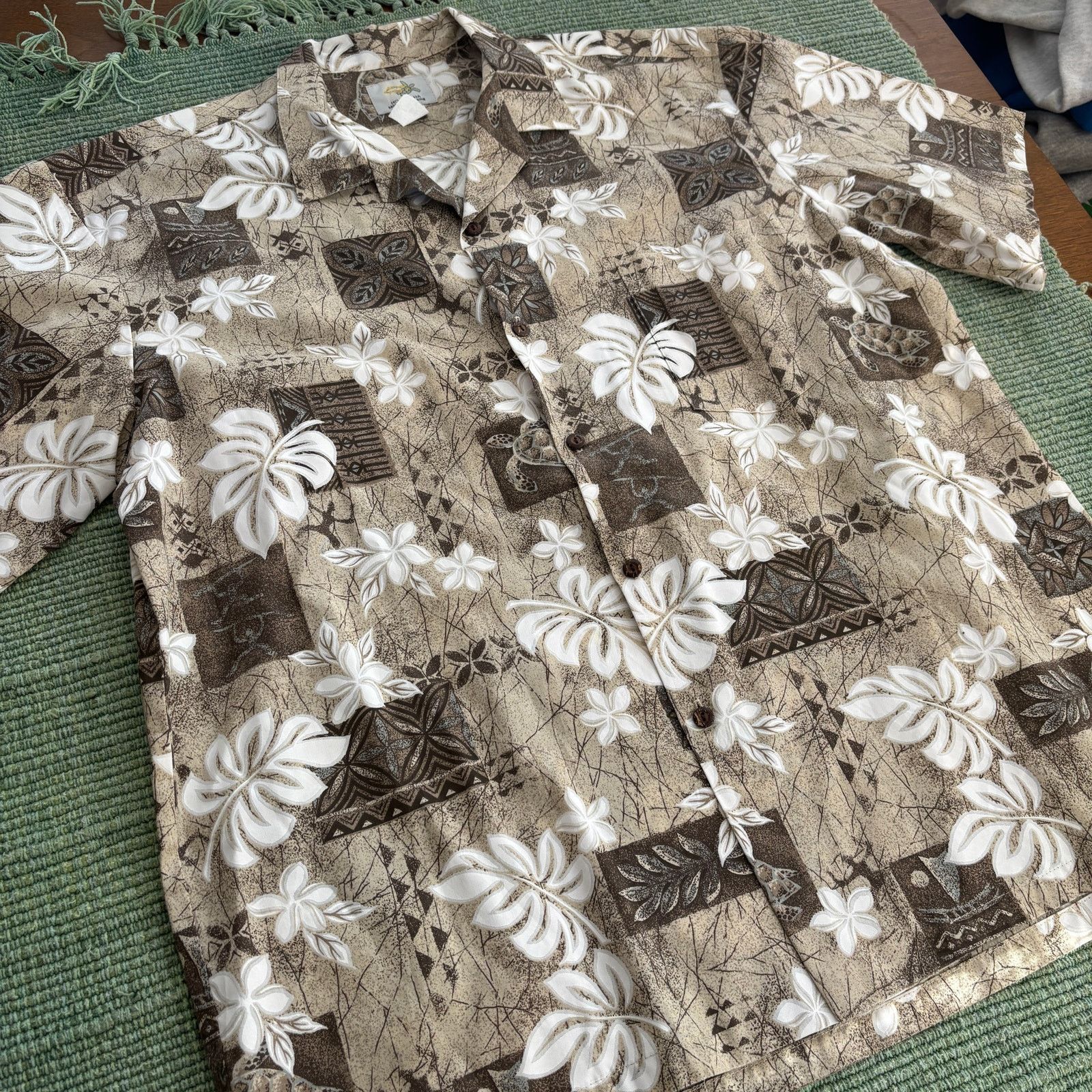 Vintage Vintage Ho Aloha tan and brown cotton hawaiian shirt Size US XL / EU 56 / 4 - 6 Thumbnail