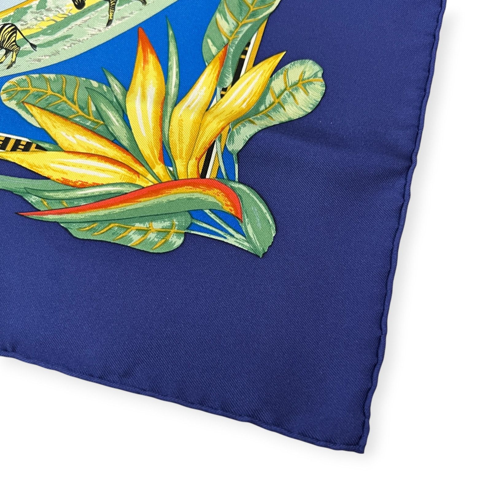 Hermes Hermes Tropiques 90 Silk Scarf Blue Tropical Bird Size ONE SIZE - 10 Thumbnail