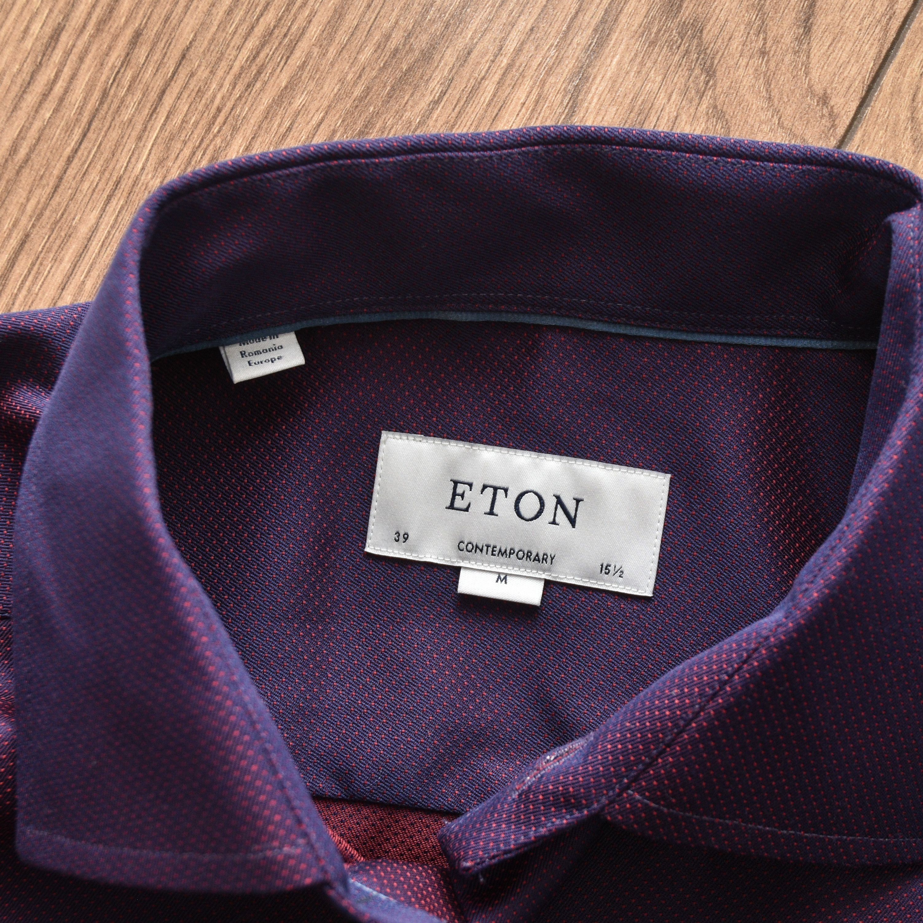 Eton Eton Contemporary Fit Shirt Purple Red Micro Pattern 39 15.5 Size US M / EU 48-50 / 2 - 11 Thumbnail
