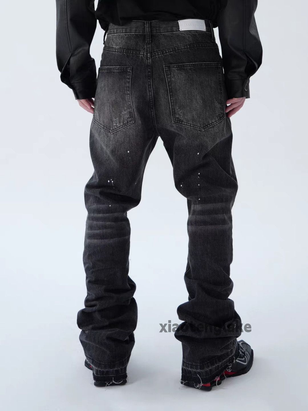 Jean × Vintage Utility washed faded loose hiphop flared paint jeans Size US 34 / EU 50 - 1 Thumbnail
