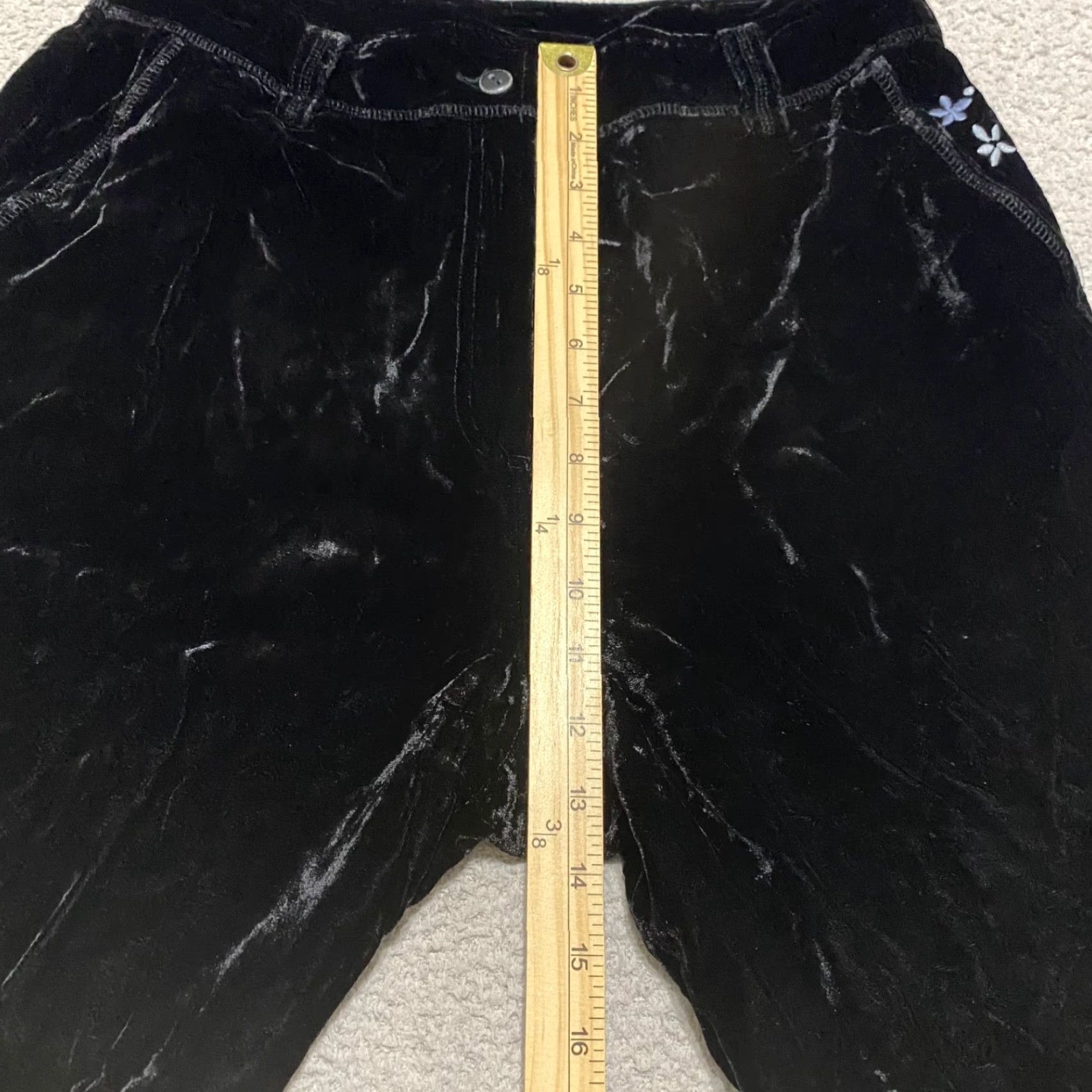 J. Jill J. Jill Pants Womens 10 Black Velvet Embroidered High Rise Straight Casual Dress Pants Womens Size 10 Velvet Embroidered Pockets Size 32" / US 10 / IT 46 - 6 Thumbnail