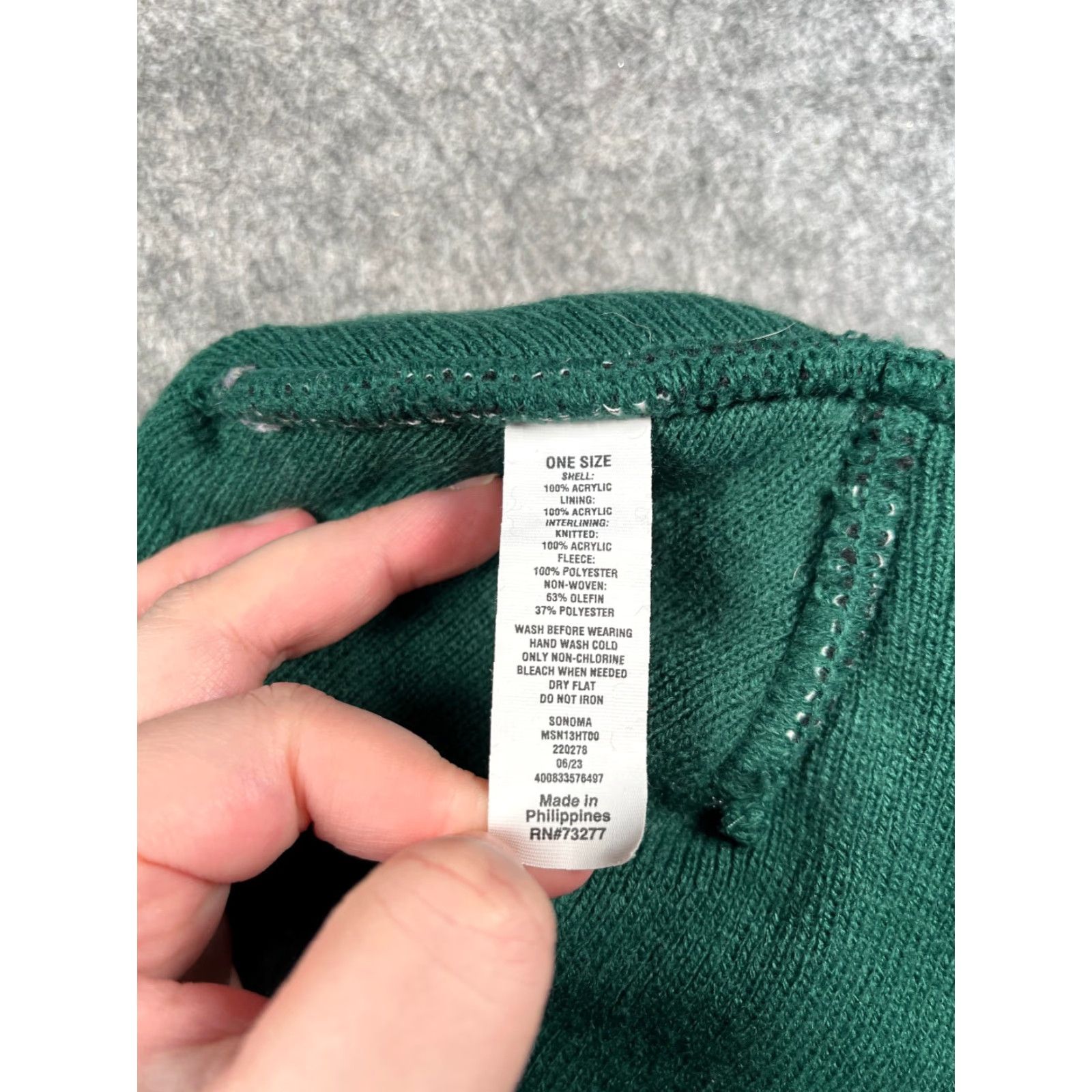 Vintage Sonoma Beanie One Size Green Knit Acrylic Polyester Blend Hats Adult Unisex Beanie Outdoor Ski Winter Fall Spring Summer Size ONE SIZE - 6 Thumbnail