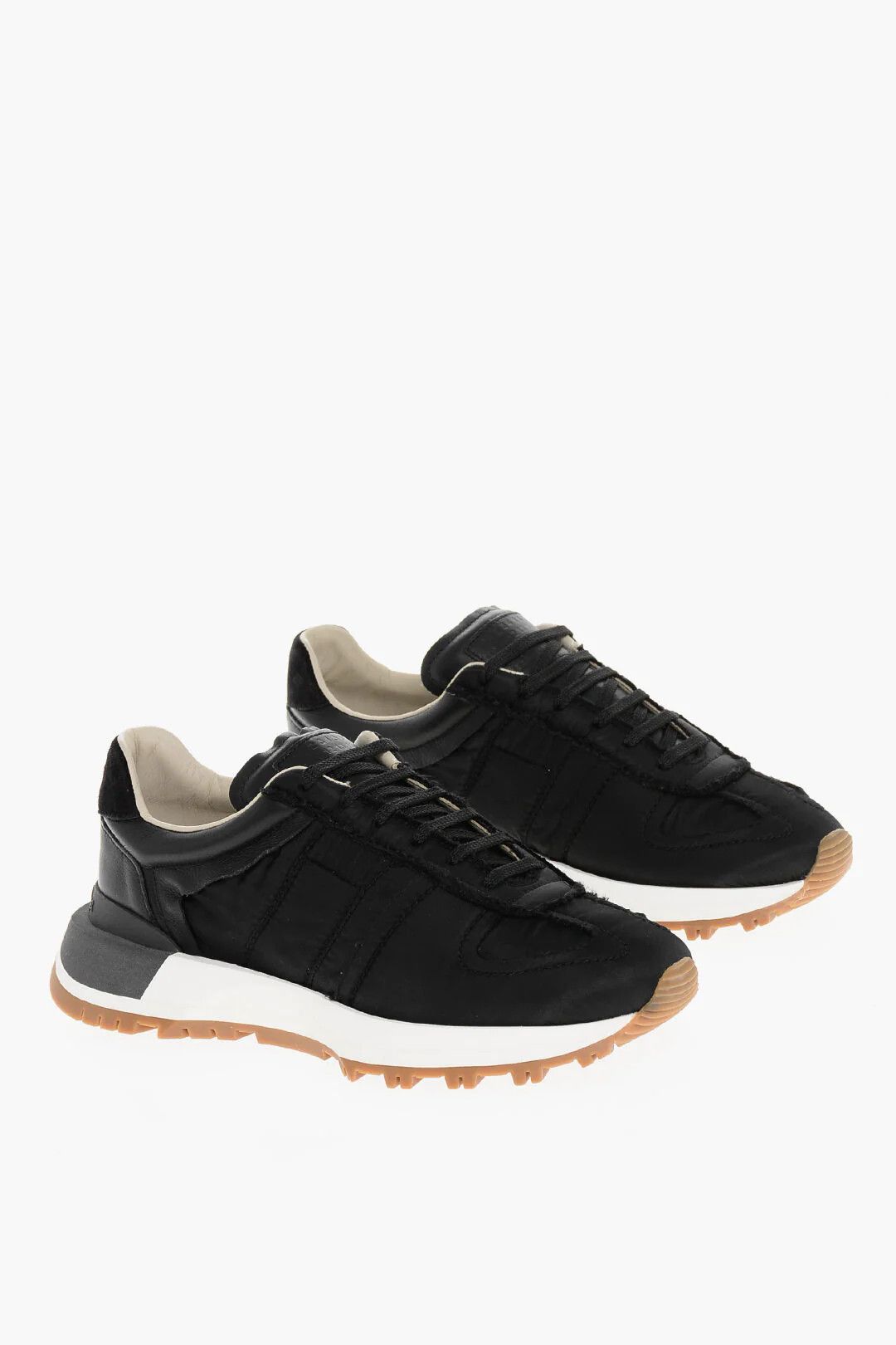 Maison Margiela og1mm0326 Leather & Fabric Low-Top Sneakers in Black Size US 8 / EU 41 - 3 Thumbnail