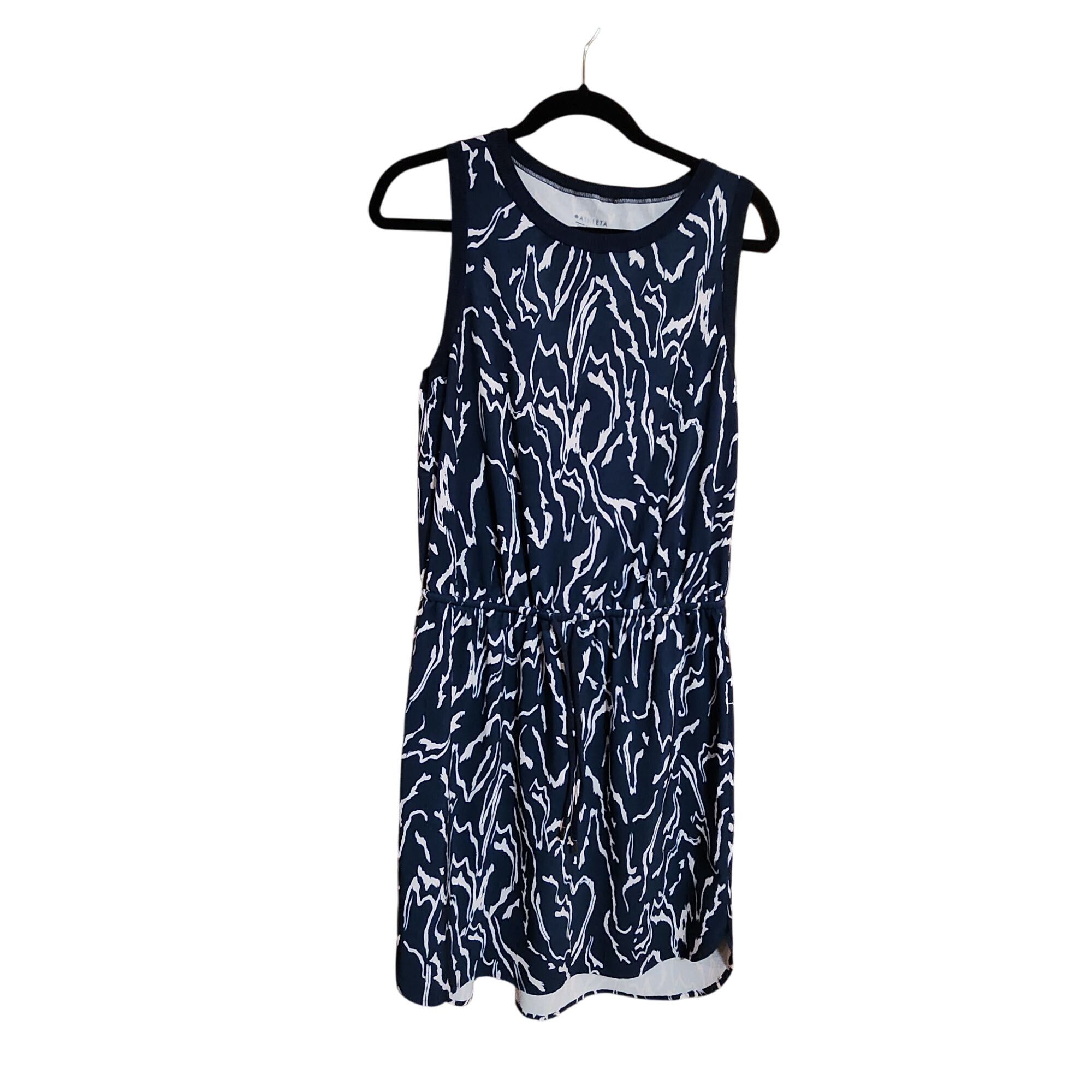 Athleta Athleta Navy & White Abstract Print Sleeveless Dress With Dr Size S / US 4 / IT 40 - 1 Thumbnail