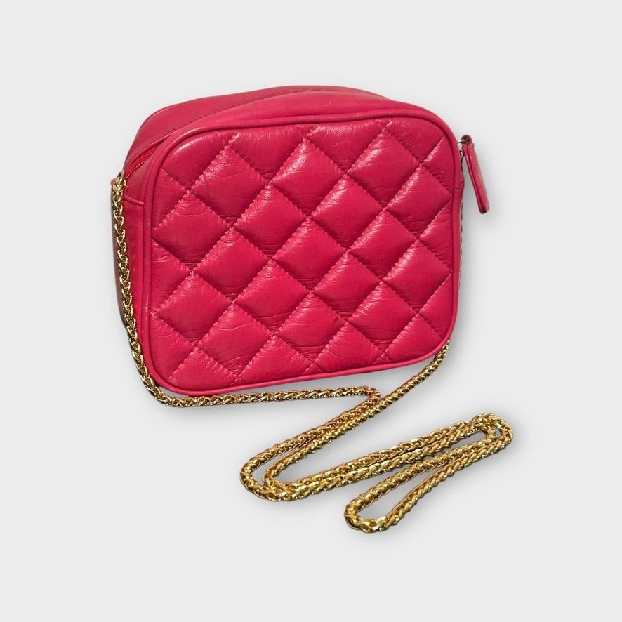 Other Vintage Pink Quilted Crossbody Bag Gold Chain Small Coco Cla Size ONE SIZE - 3 Thumbnail
