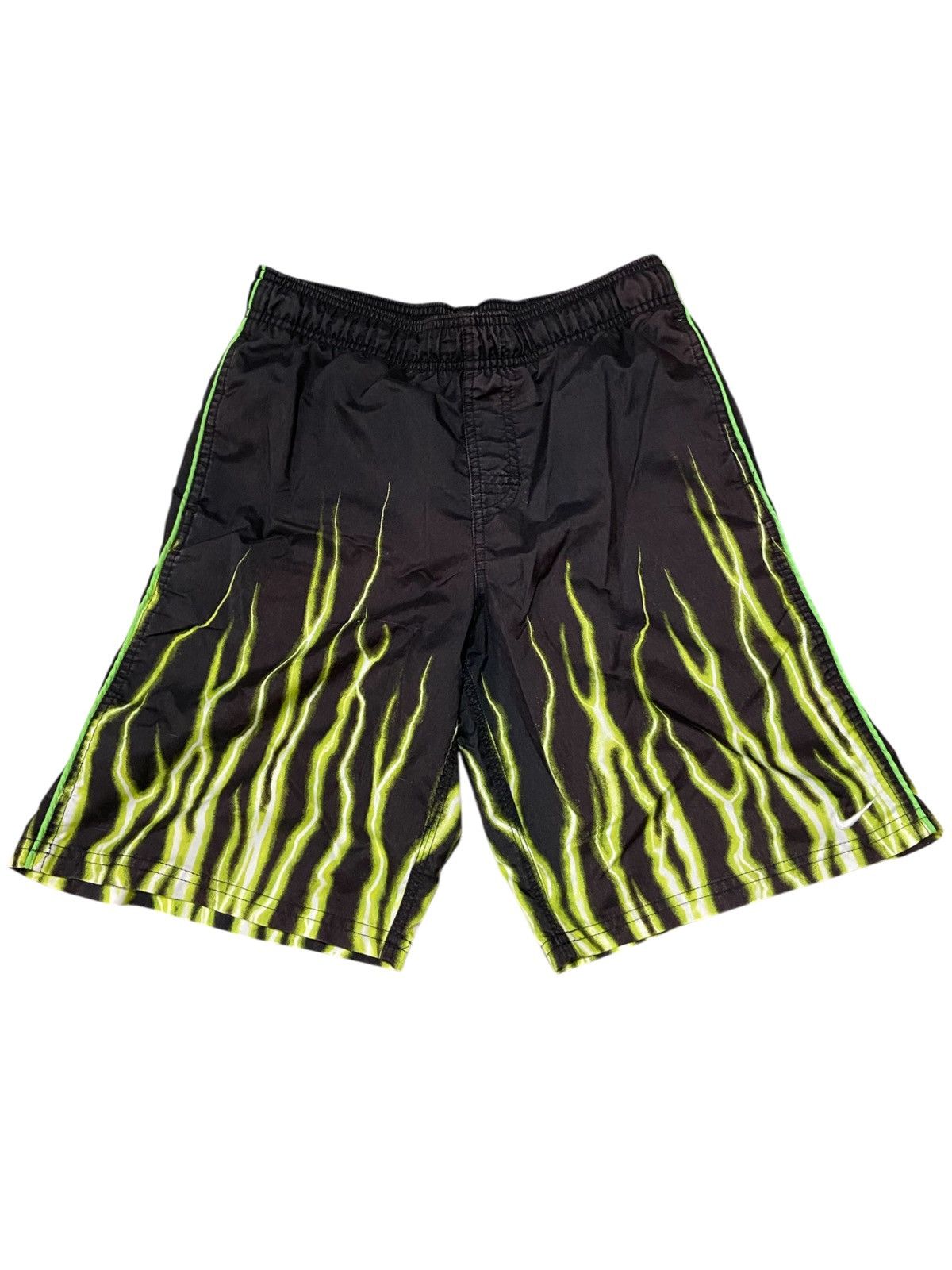 Nike × Vintage Vintage 90s Nike Green Flame Lightning Shorts Mens Medium Size US 30 / EU 46 - 1 Thumbnail