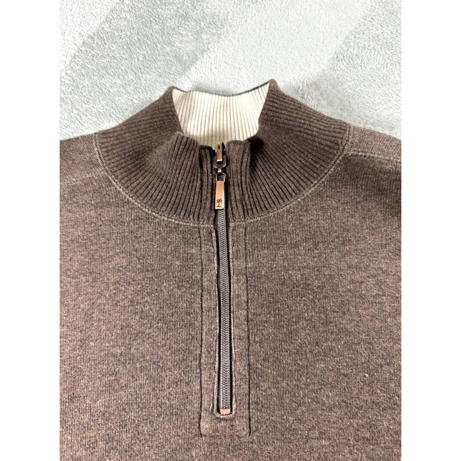 Tommy Bahama Tommy Bahama Sweater Men's XL Brown 1/4 Zip Pullover Warm Comfort Preppy Size US XL / EU 56 / 4 - 3 Thumbnail