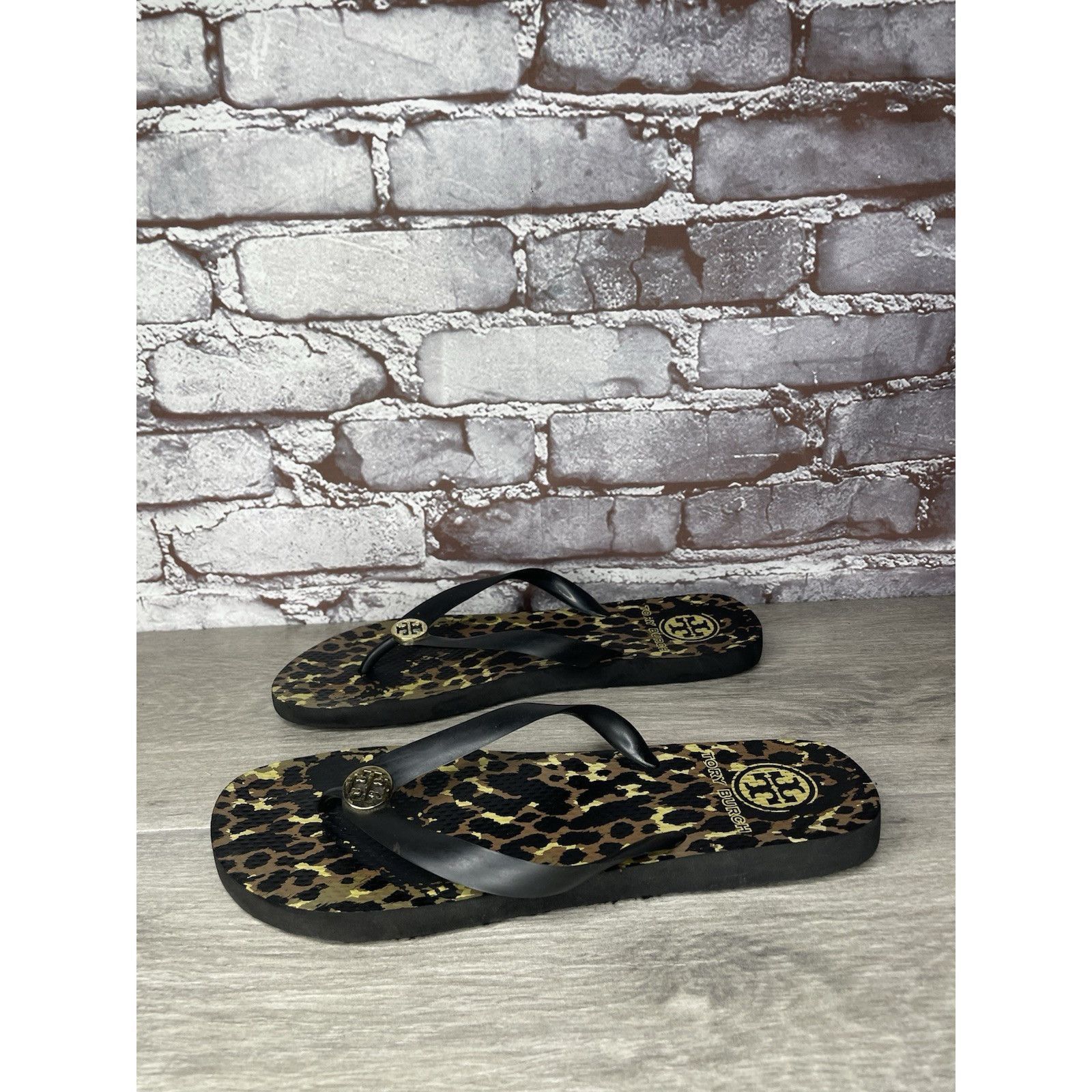 Tory Burch Tory Burch Animal Leopard Cheetah Print Black FlipFlops Sand Size US 9 / IT 39 - 13 Thumbnail