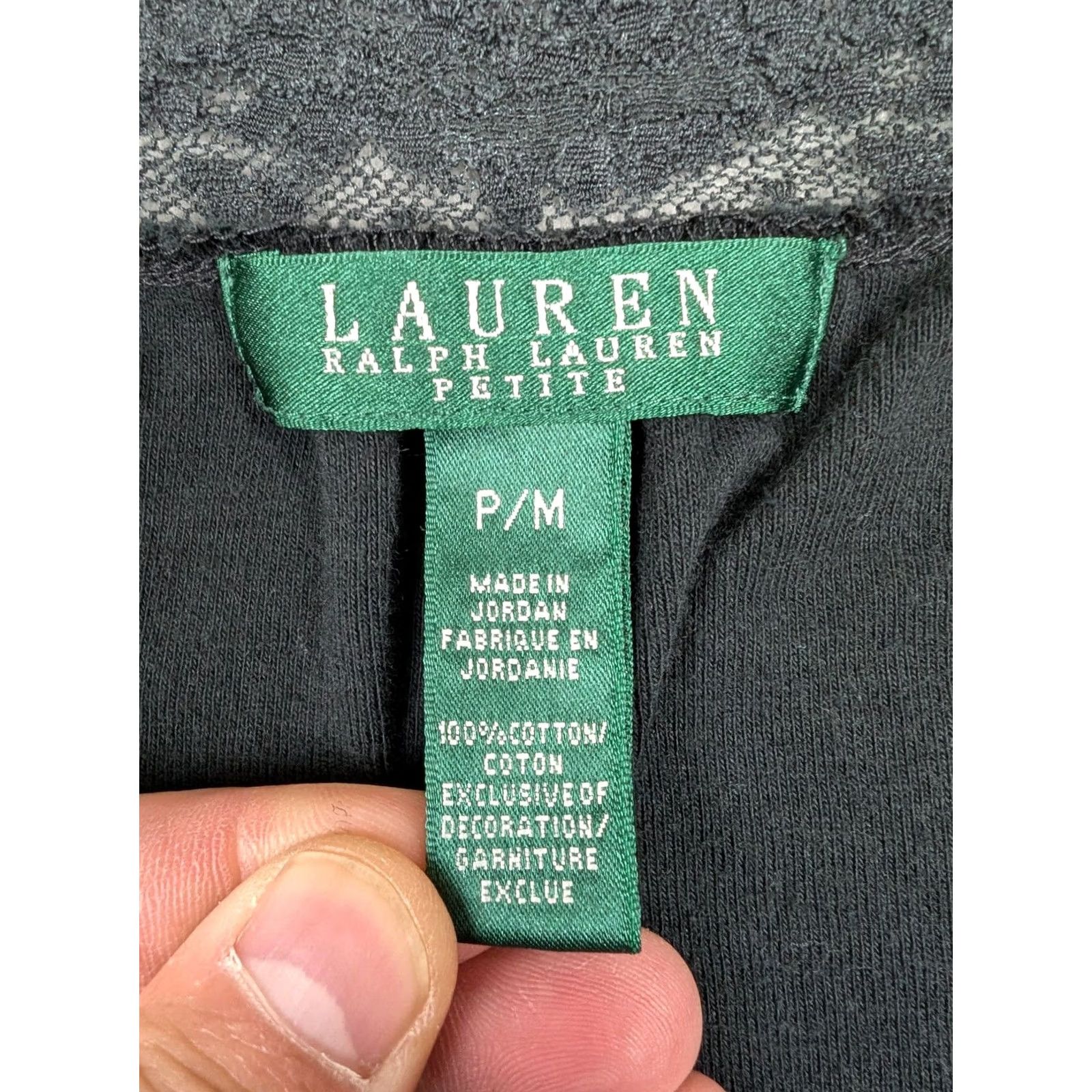 Ralph Lauren VINTAGE Lauren Ralph Lauren Shirt Womens Petite Medium Black Lace Henley LS Size M / US 6-8 / IT 42-44 - 3 Thumbnail