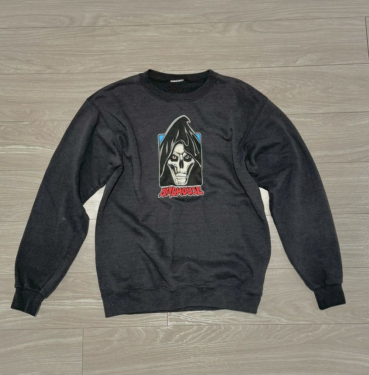 image of Vintage Birdhouse Crewneck Sweatshirt in Black, Men's (Size Large)