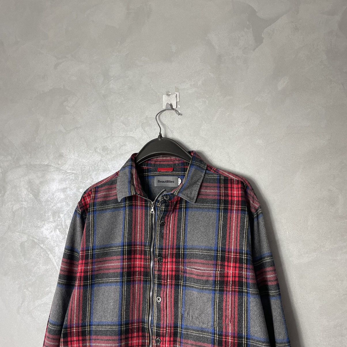 Flannel × Japanese Brand Beautilities Made In Japan Utility Zip + Buttons Shirt Size US L / EU 52-54 / 3 - 4 Thumbnail