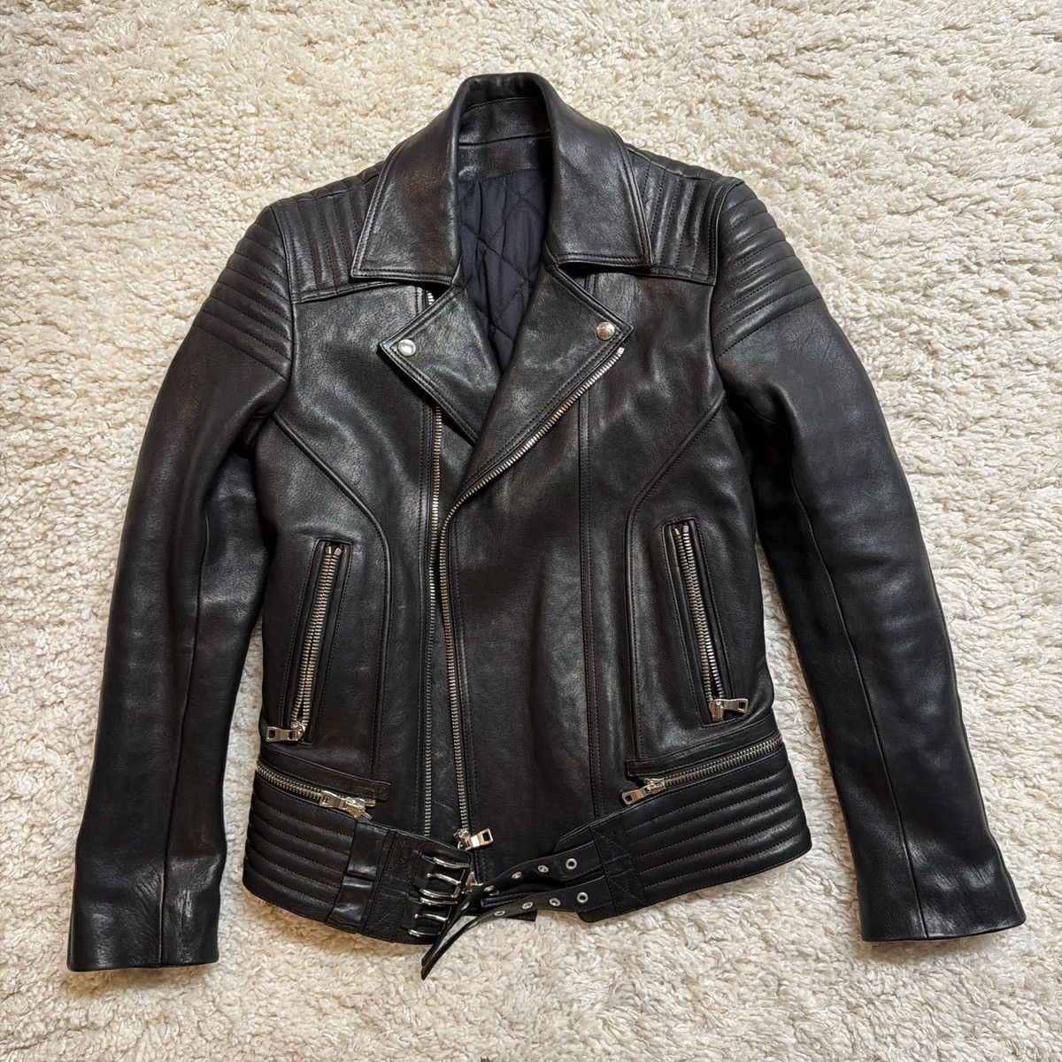 Balmain Leather Rider Jacket Lambskin