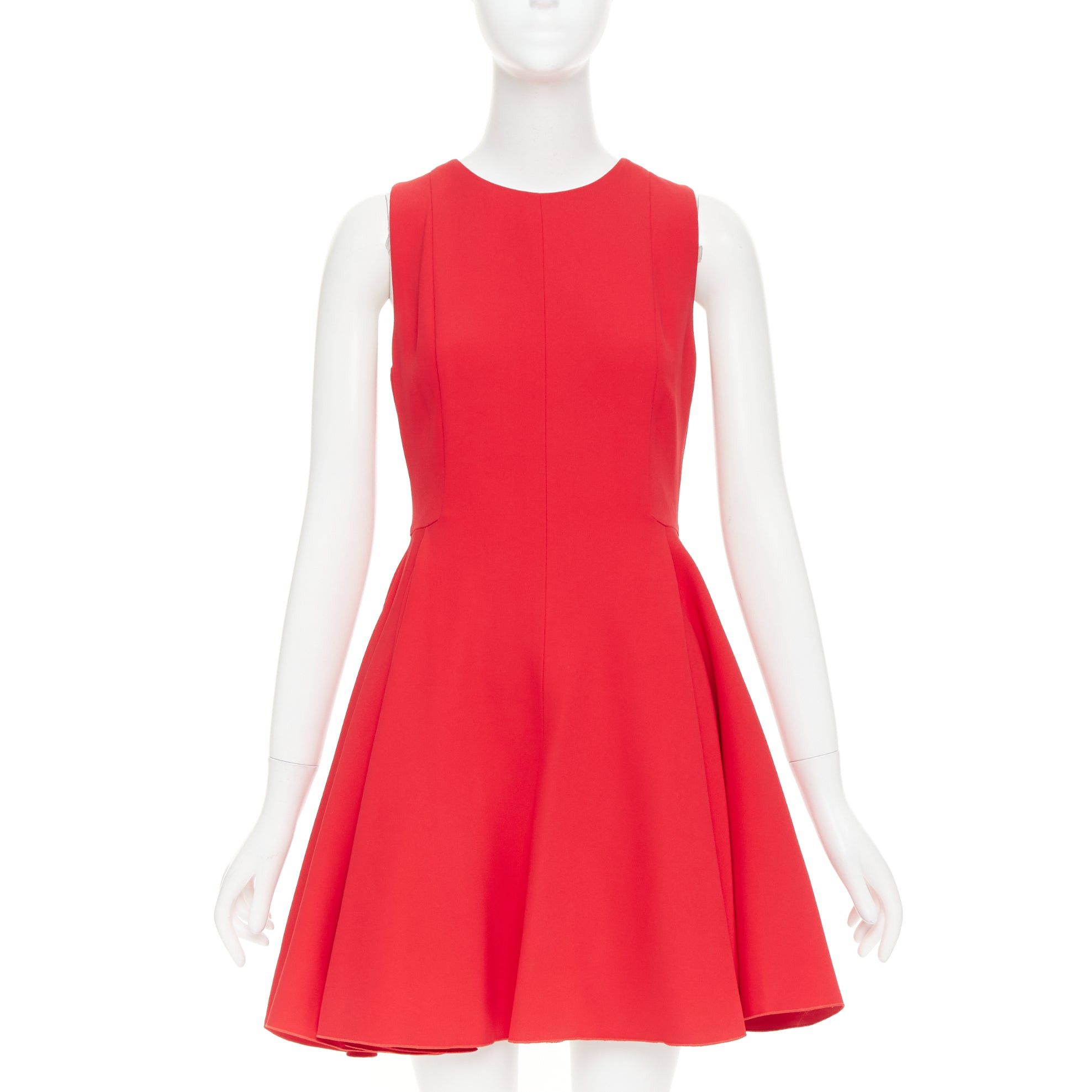 Giambattista Valli GIAMBATTISTA VALLI red viscose silk sheer tulle lined crew fit flare mini dress IT42 M Size M / US 6-8 / IT 42-44 - 1 Thumbnail