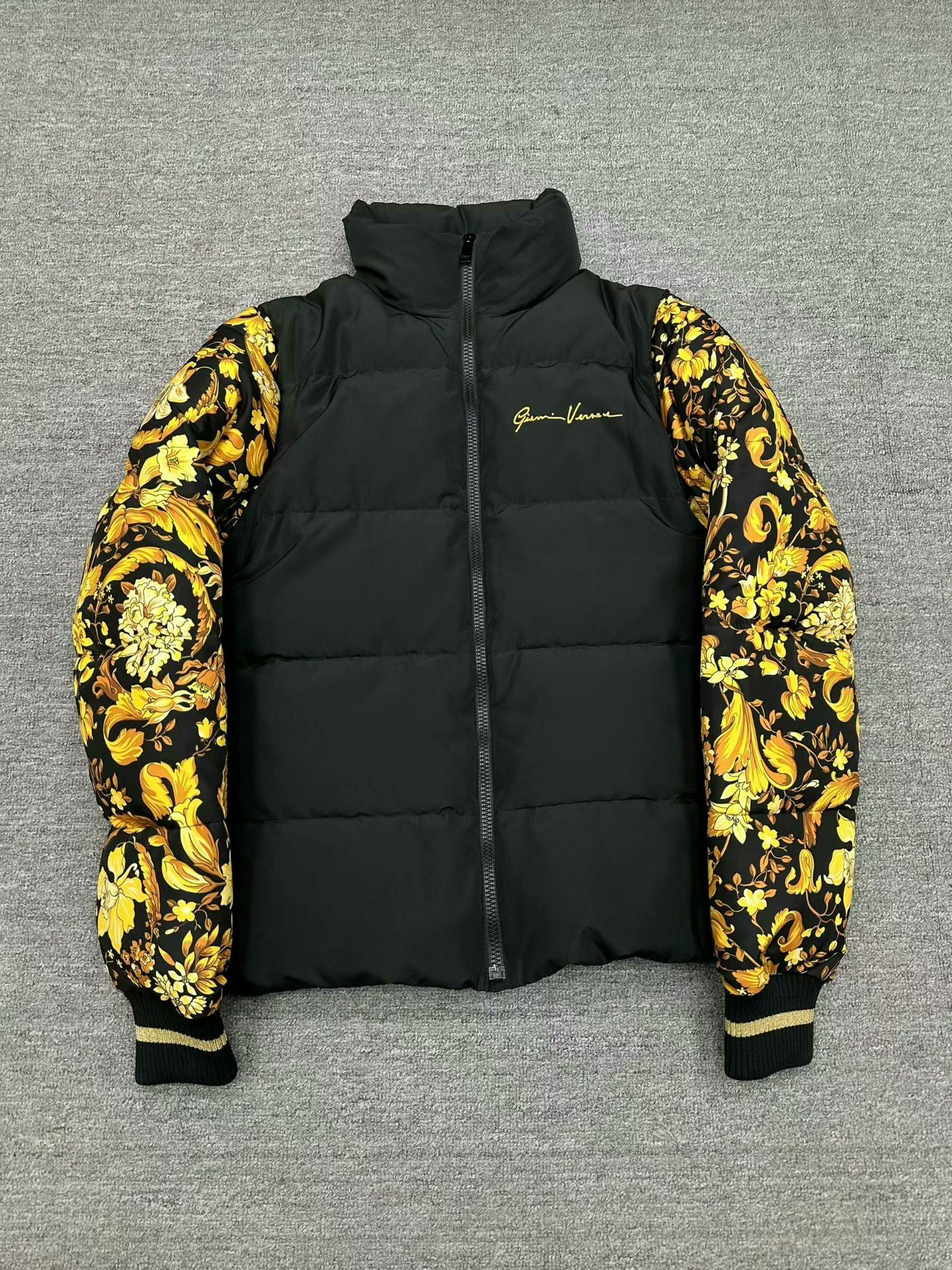 versace floral print puffer vest