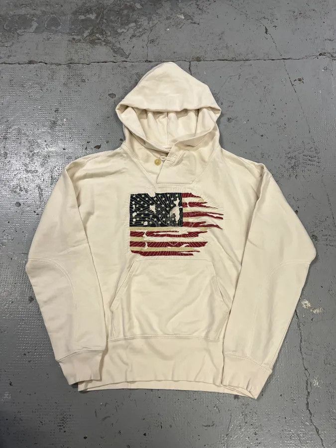 Polo Ralph Lauren Ralph Lauren Denim & Supply Cream Embroidered US Flag Hoodie Size US M / EU 48-50 / 2 - 1 Thumbnail