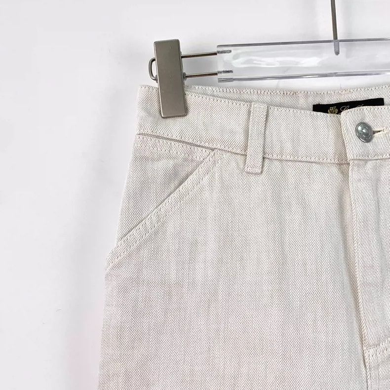 Loro Piana Loro Piana White logo leather brand cotton casual wide-leg Size 25" / US 0 / IT 36 - 3 Thumbnail