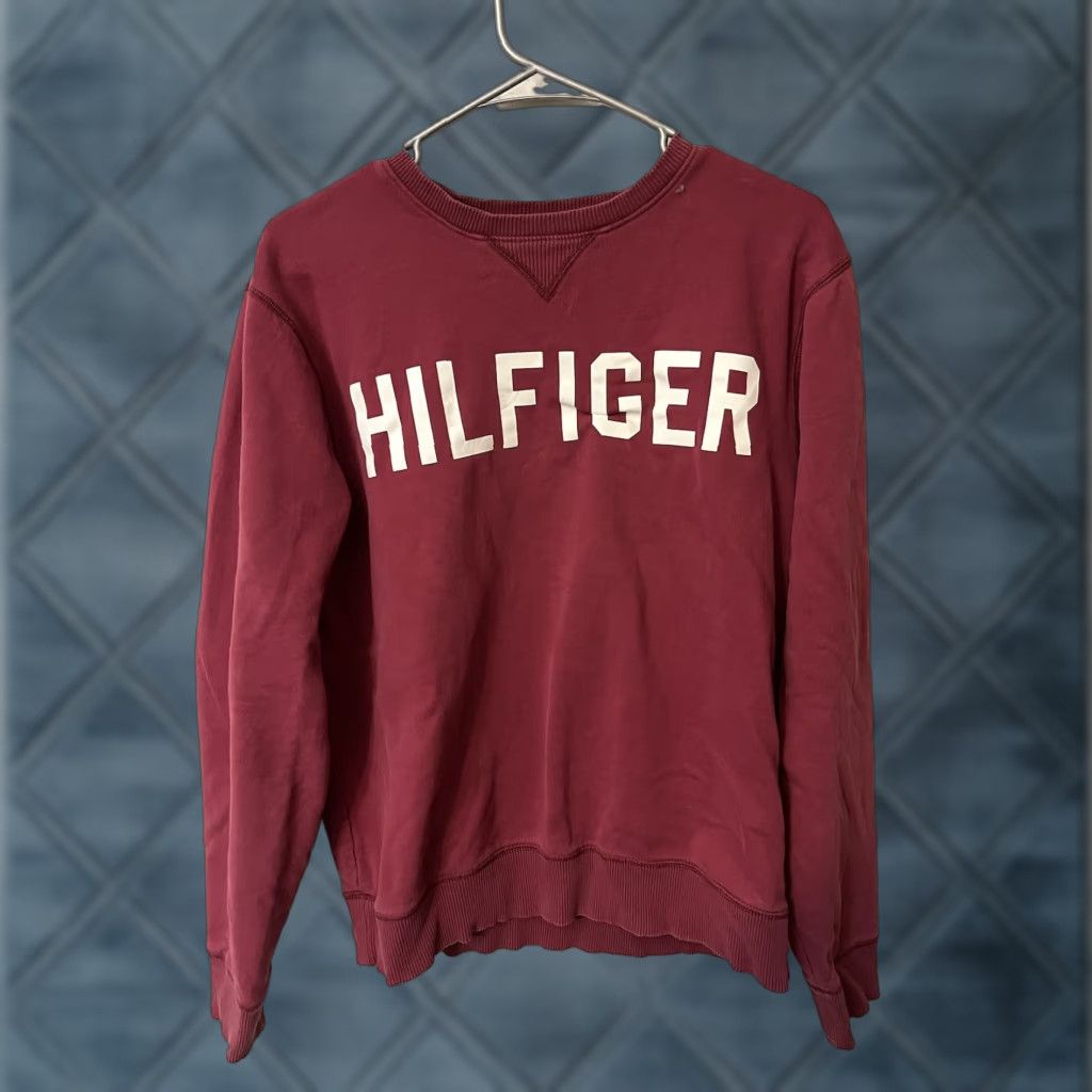 Tommy Hilfiger Tommy Hilfiger Sweater Unisex Adults M Maroon Crew Neck Pullover Casual Cotton Blend EUC Size US M / EU 48-50 / 2 - 1 Thumbnail