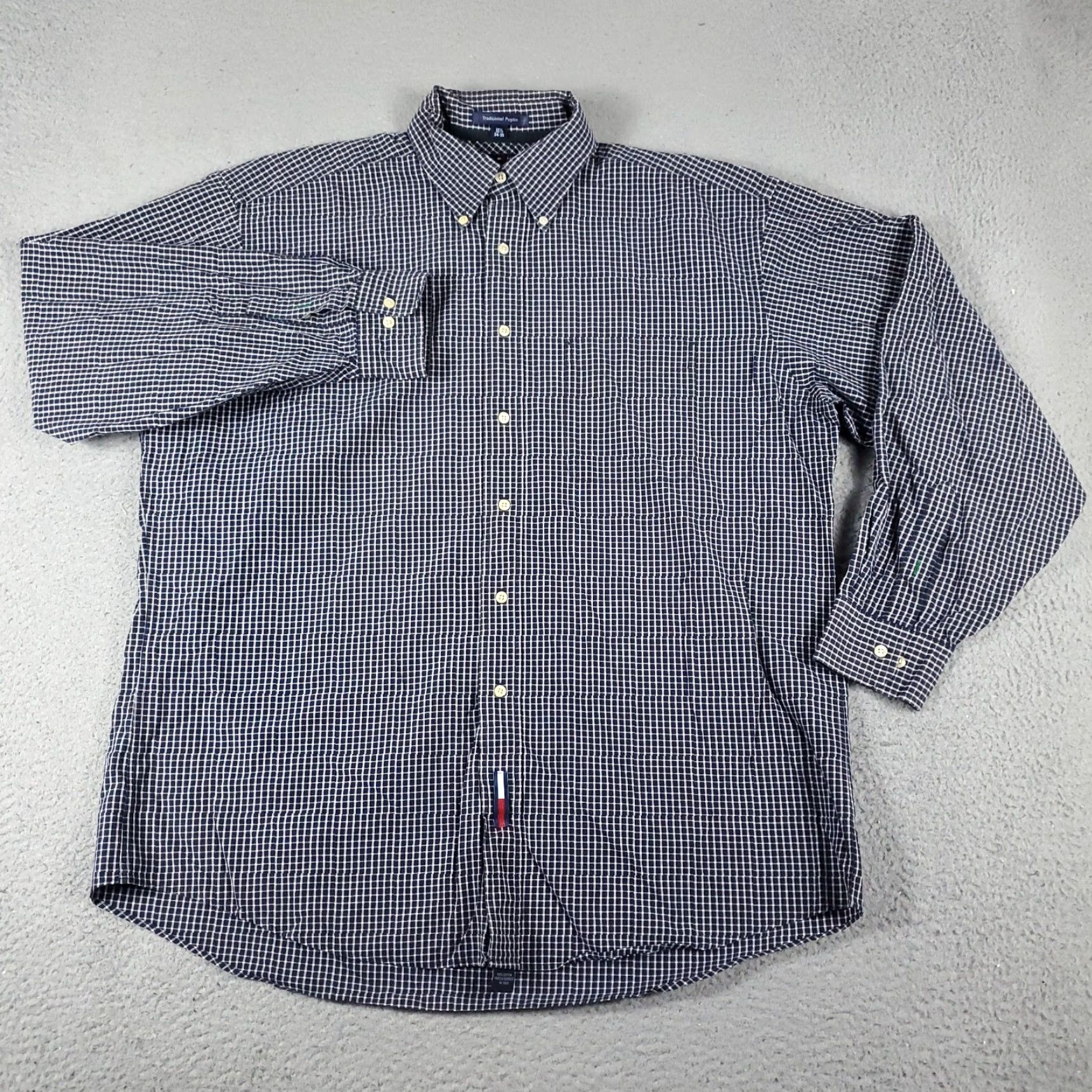 Tommy Hilfiger Tommy Hilfiger Dress Shirt Mens 16.5 Blue Plaid Long Sleeve Button-Down Regular Fit Modern Classic Size 42R - 2 Thumbnail