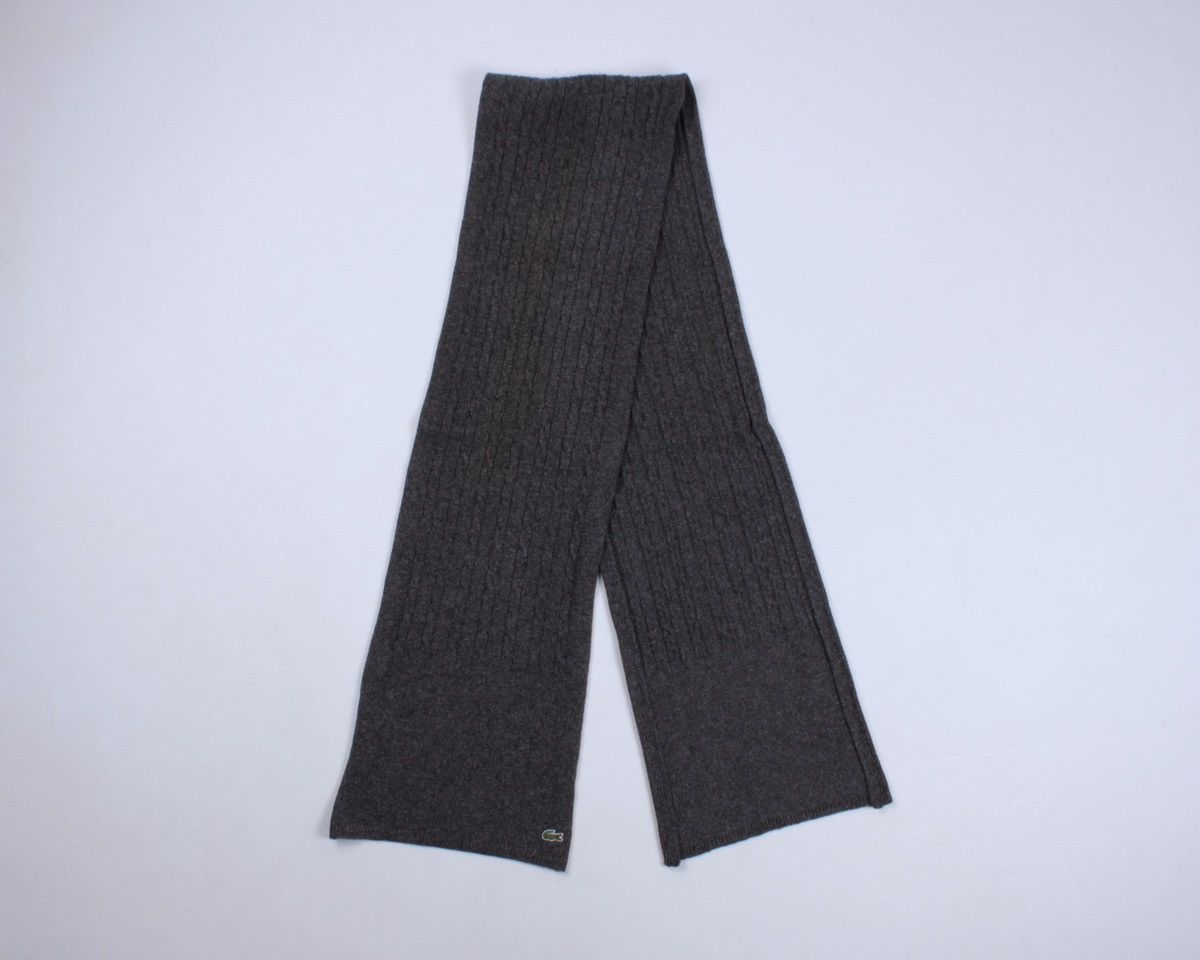 Lacoste × Vintage LACOSTE Gray Cable Knit Wool Scarf Size ONE SIZE - 3 Thumbnail