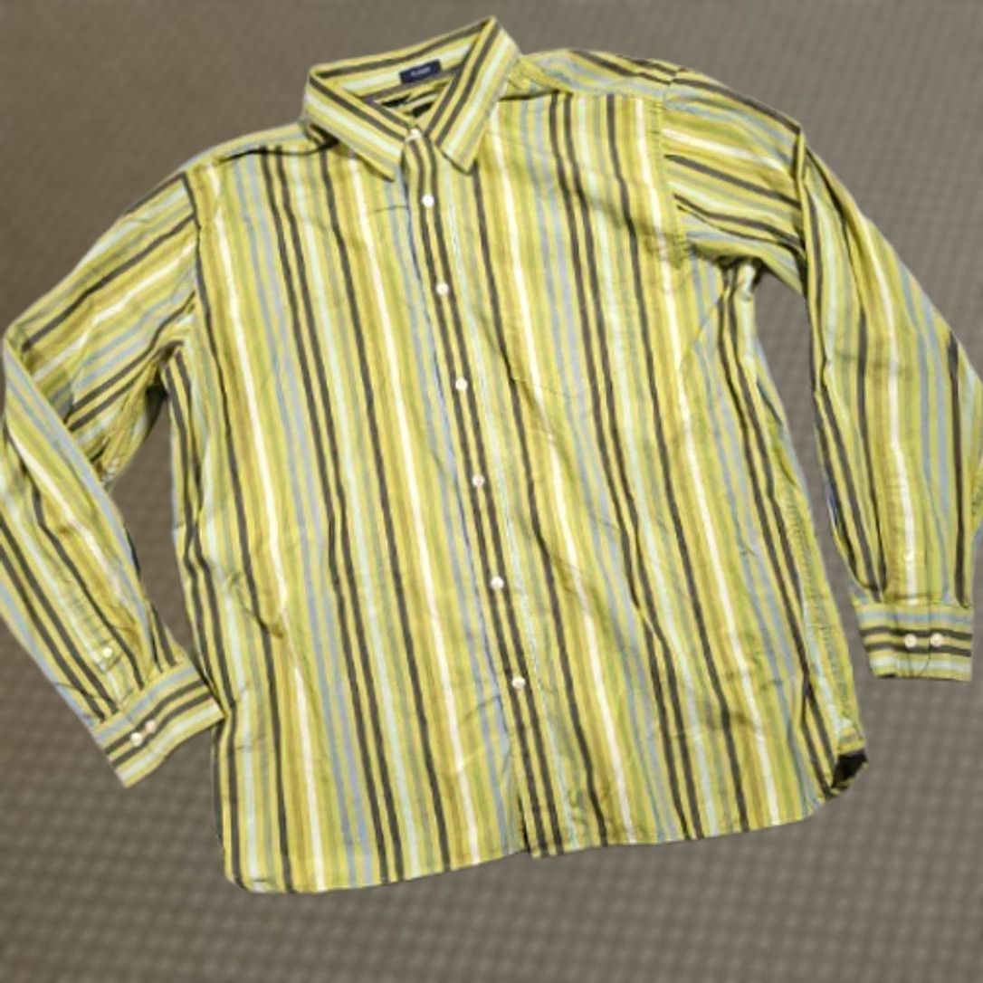 Gap Gap Button Up Casual Shirt Mens Large Green Stripe Long Sleeve Pocket Size US L / EU 52-54 / 3 - 1 Thumbnail