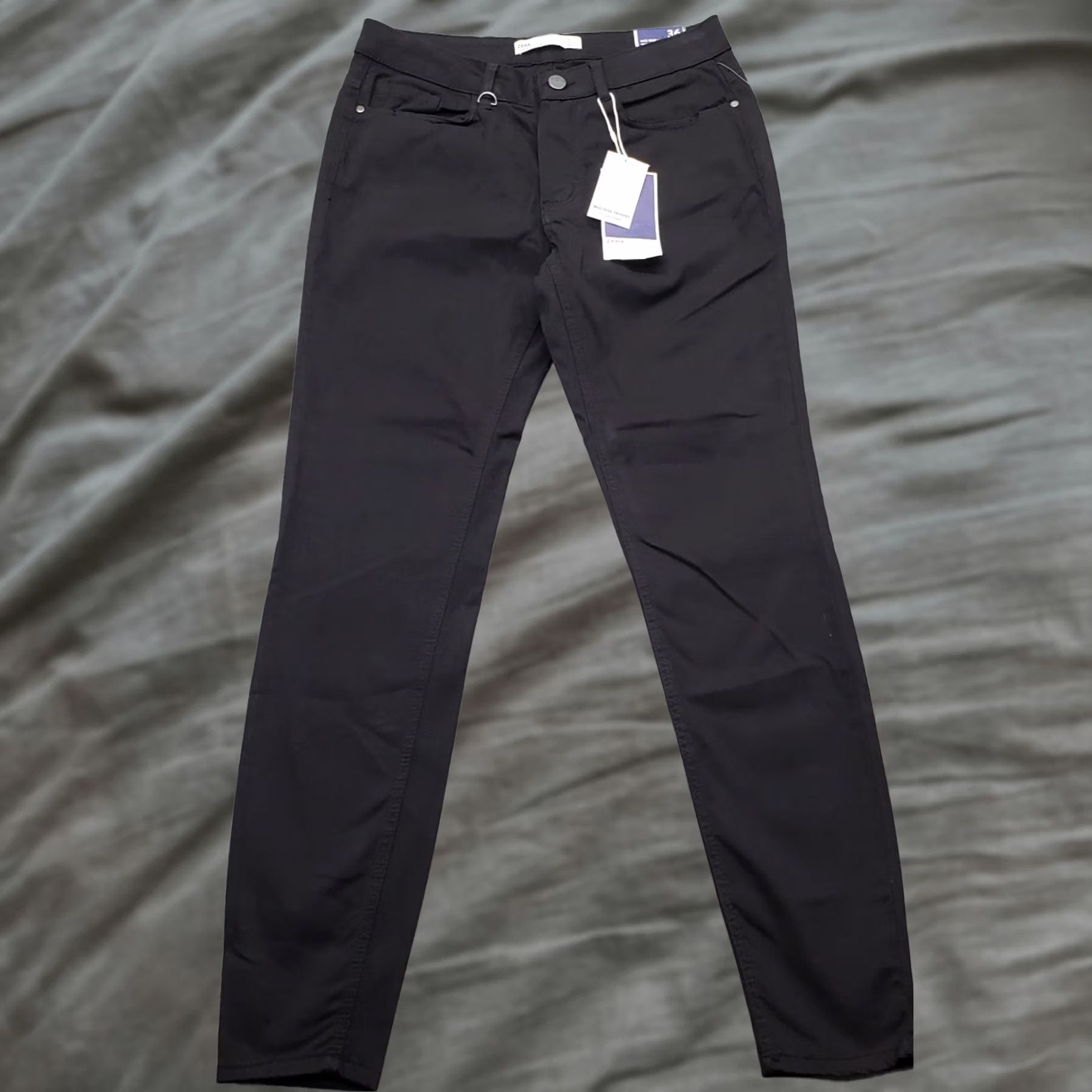 Zara Zara Womens Pants 36 Black Cotton Mid-Rise Flat Front Skinny Leg Chino Casual Flat Front Pants US Size 36 Womens Size 25" / US 0 / IT 36 - 1 Thumbnail