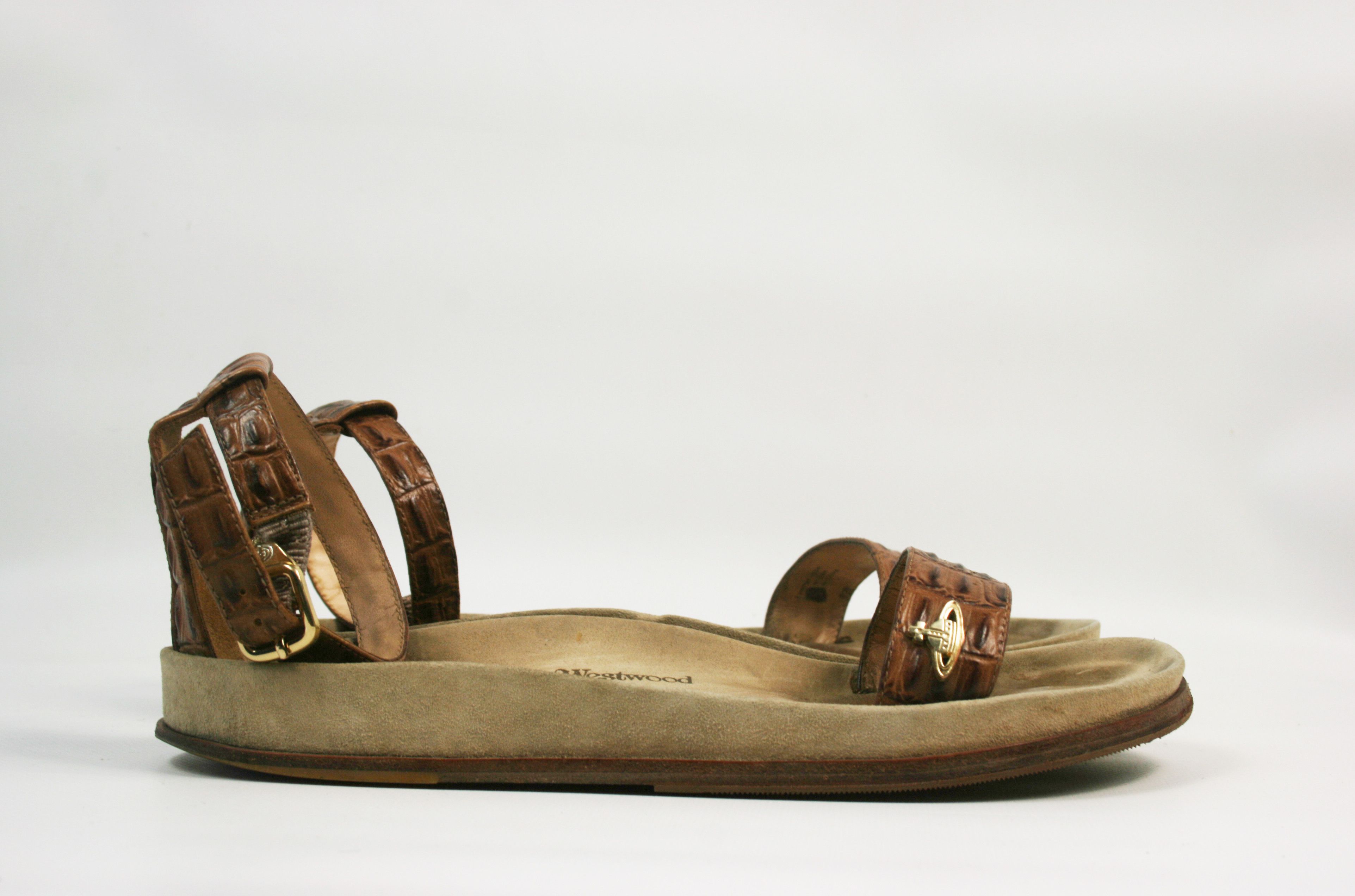 Vivienne Westwood 00S Orb Logo Faux Croco Leather Gladiator Sandals Y2K Size US 10 / IT 40 - 4 Thumbnail