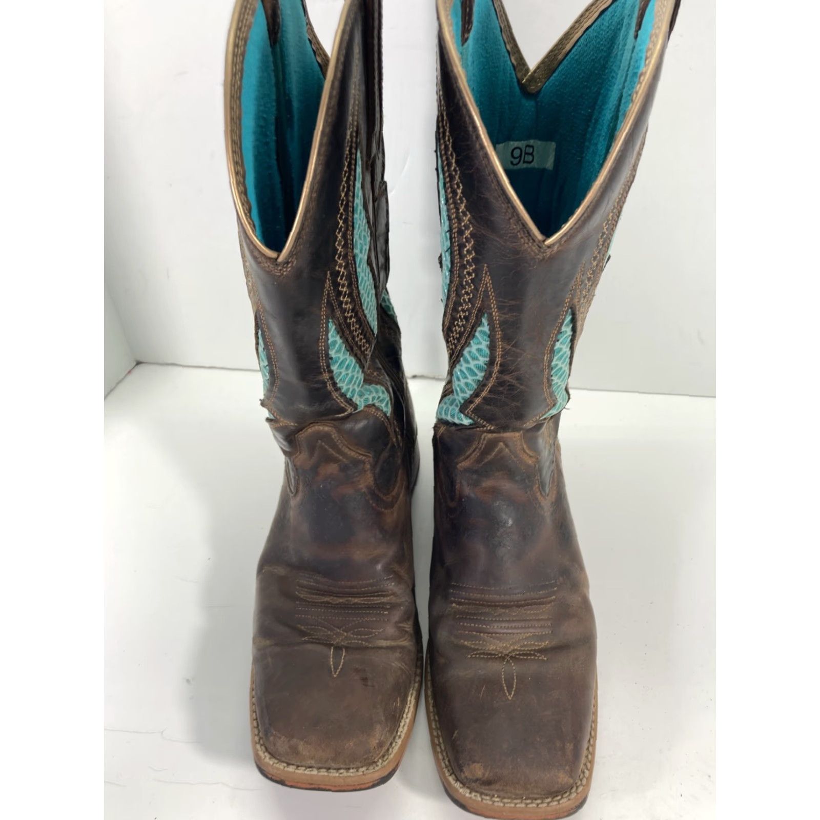 Ariat Ariat Venttek Ultra Boots Women Size 9 B Turquoise Brown 12 Inch Western Leather Square Toe Pull On Mens? Womens Size US 9 / IT 39 - 2 Thumbnail