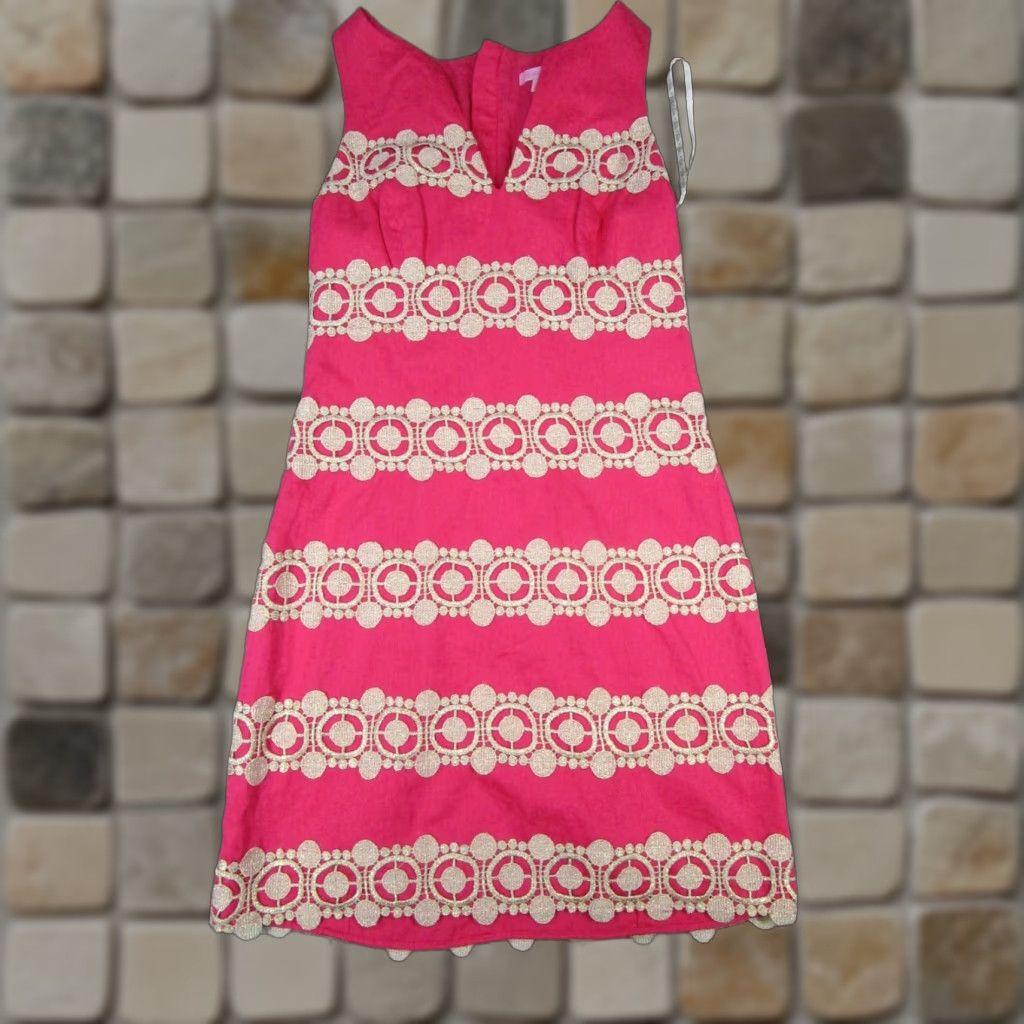 Lilly Pulitzer VINTAGE Lilly Pulitzer Dress Womens 2 Pink Cotton Short Sleeveless V-Neck A-Line Mini Shift 2 Womens Pink Lilly Pulitzer Dress Size XS / US 0-2 / IT 36-38 - 1 Thumbnail