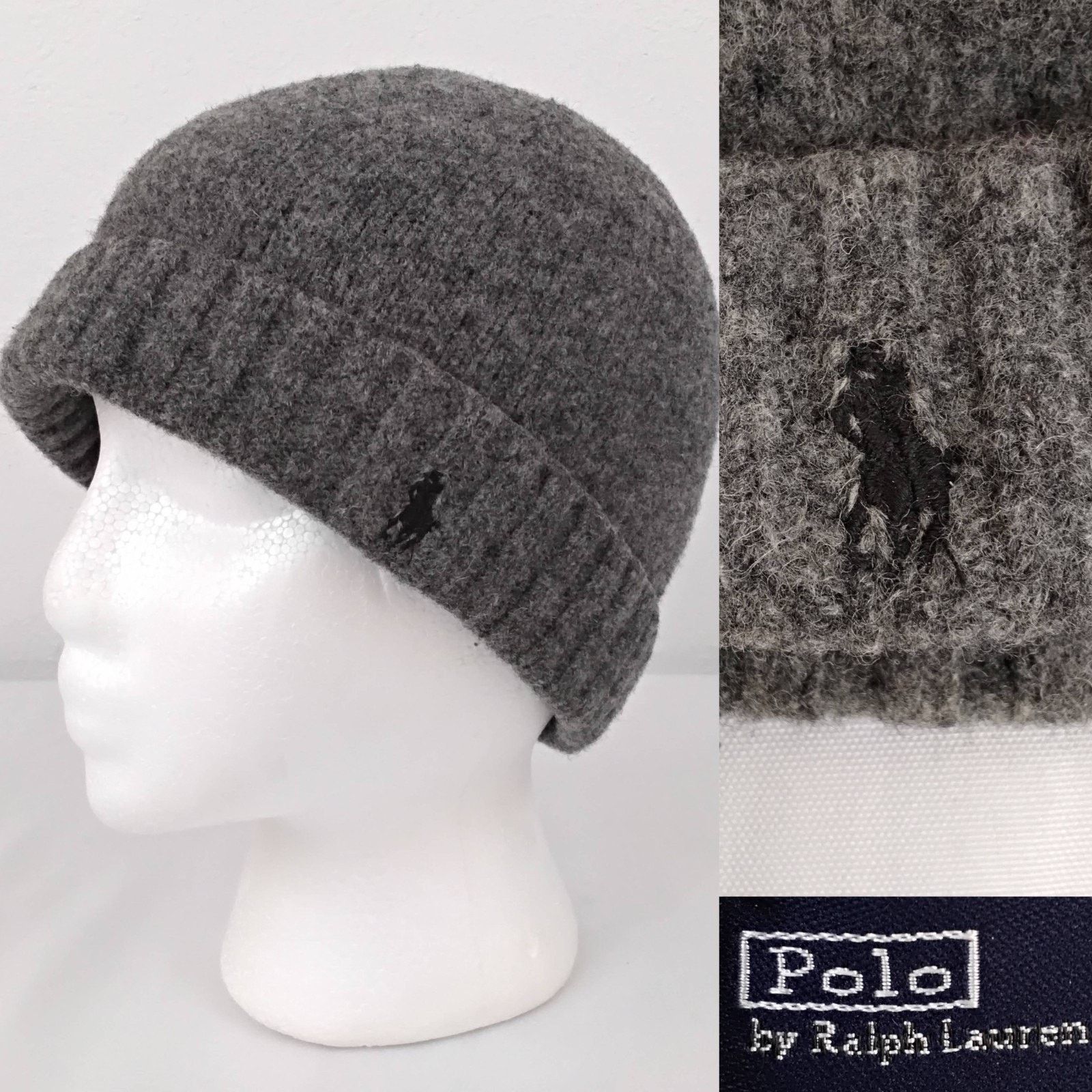 Polo Ralph Lauren Polo Ralph Lauren 100% Lambswool Beanie O/S Gray VTG Shrunk Size ONE SIZE - 1 Thumbnail